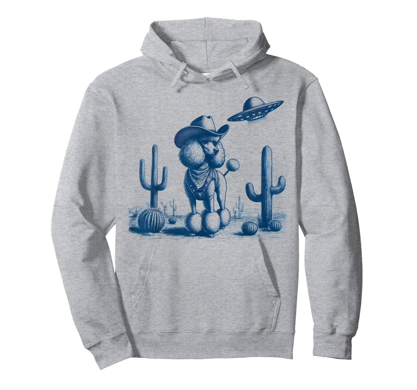 Funny Vintage Cowboy Poodle Dog UFO Desert Western Design T-Shirt