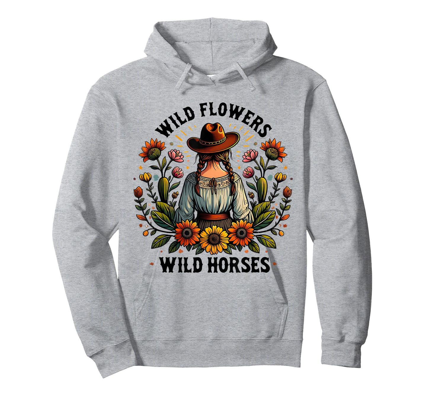 Western Riding Horse Wild Flowers Cowgirl Wild Horses T-Shirt