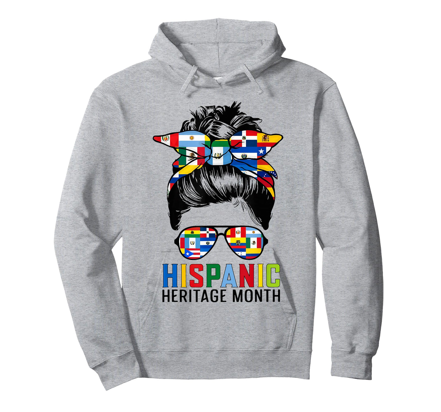National Hispanic Heritage Month Messy Bun All Countries T-Shirt