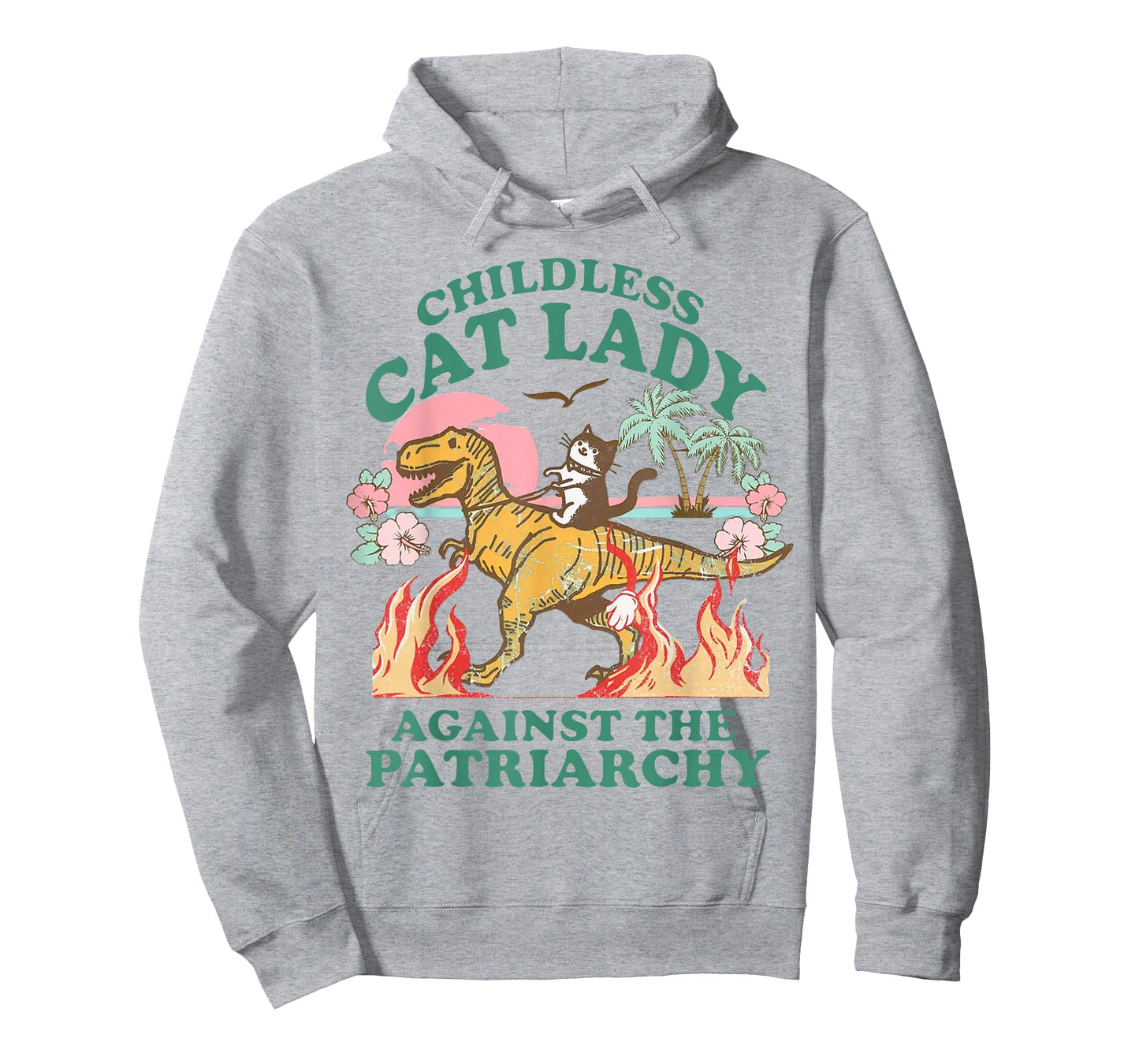 Childless Cat Lady Against The Patriarchy Funny Cat Dinosaur T-Shirt