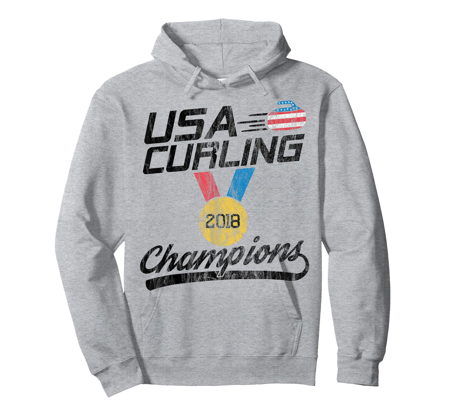 USA Red White and Blue Curling T Shirt 2018 Champion Tee T-Shirt