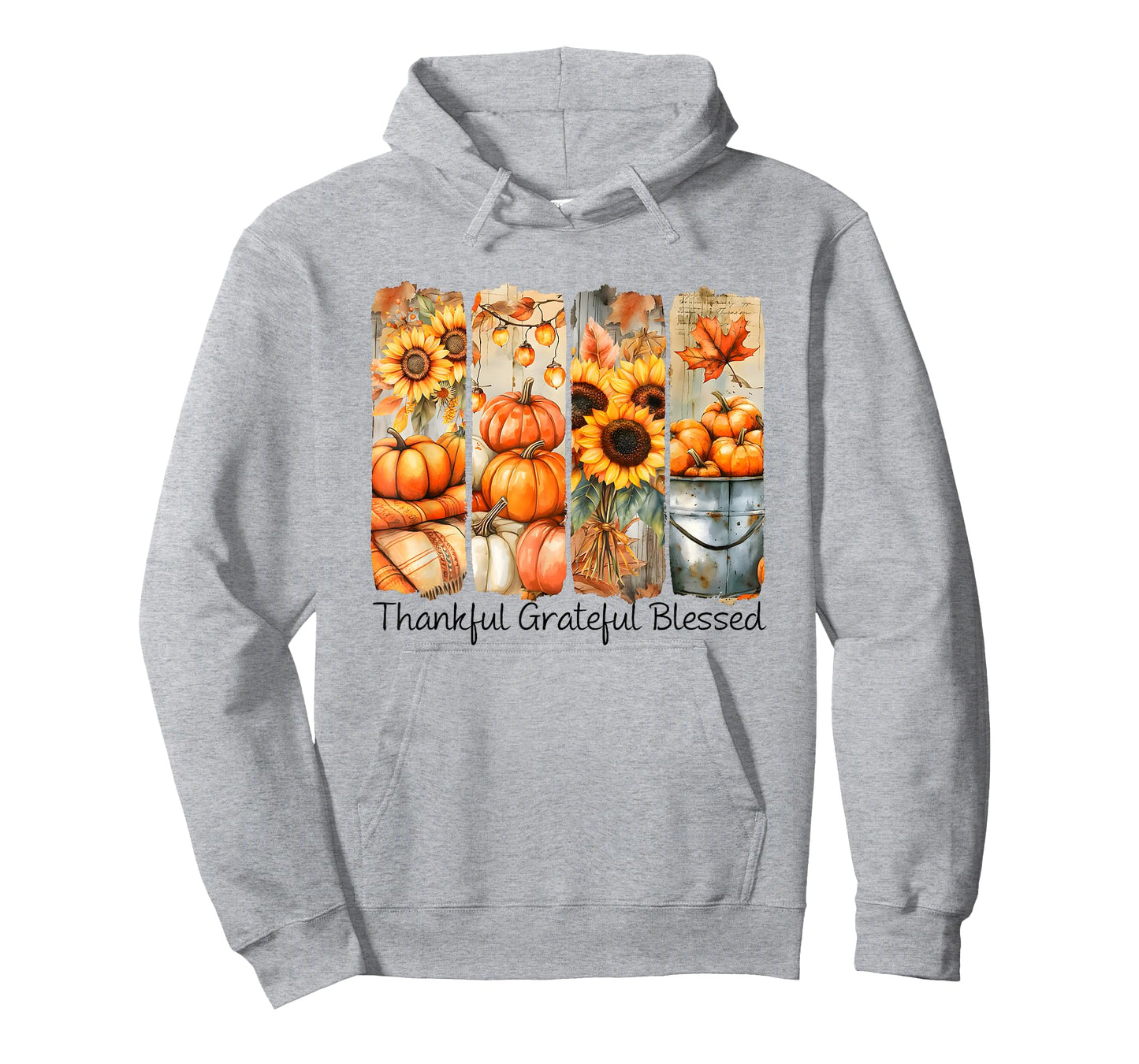 Thankful Grateful Blessed Fall Floral Pumpkin Thanksgiving T-Shirt