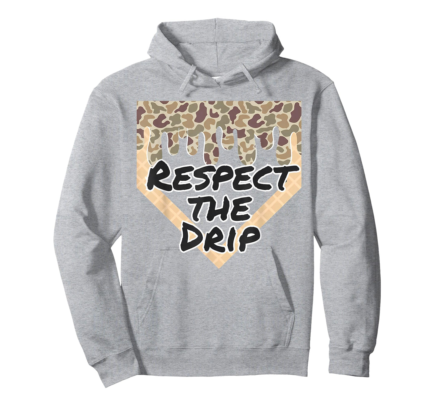 Respect The Drip Baseball Camo Home Plate Ice Cream Drip T-Shirt