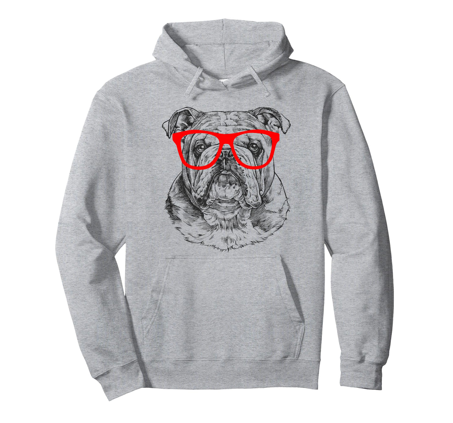 English Bulldog in Red Glasses Nerd Dog T Shirt T-Shirt