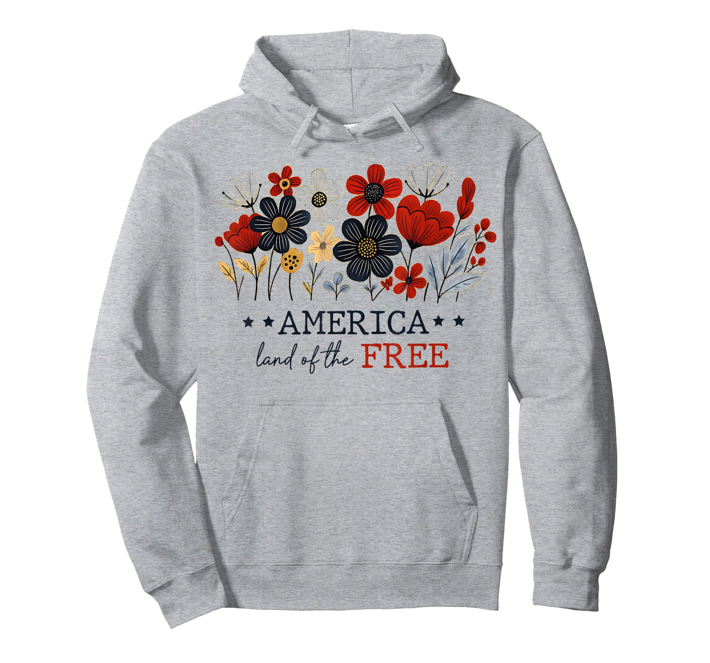 Boho Floral America Land Of The Free 4th Of July Womens T-Shirt