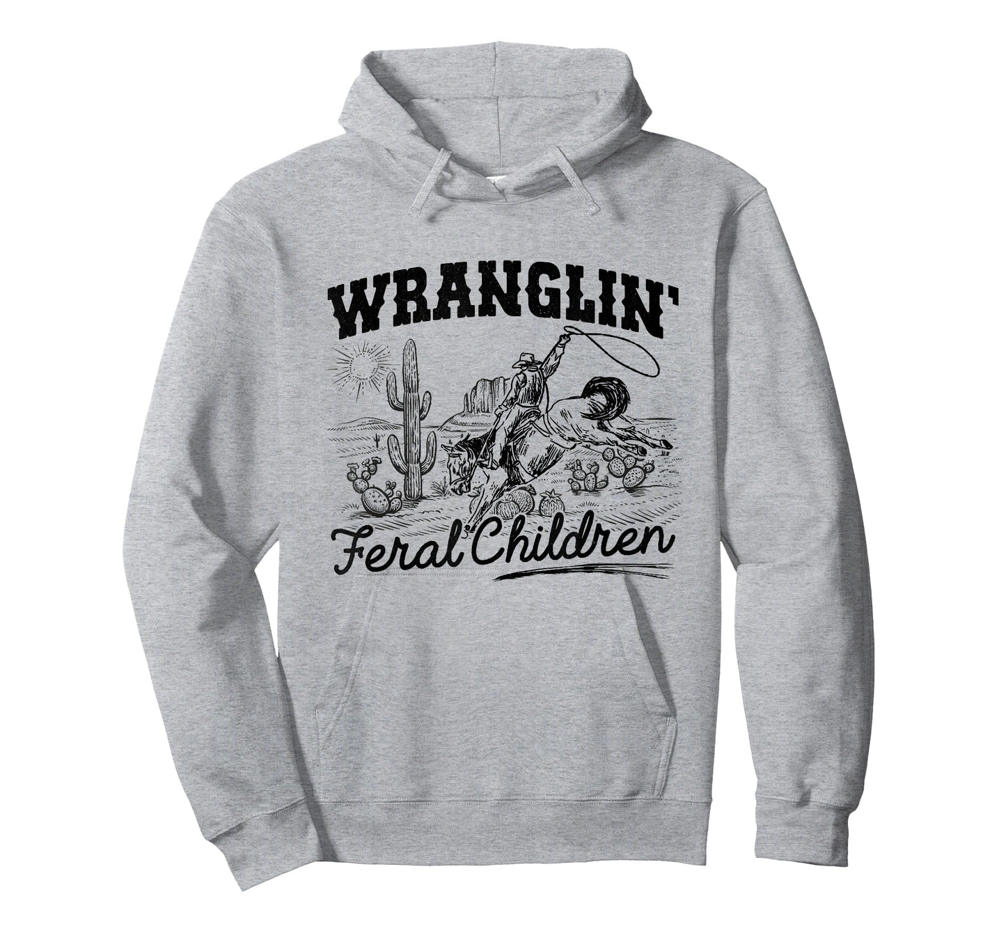Wrangling Feral Children Quote Humor Cowboy Kids Boys Retro T-Shirt