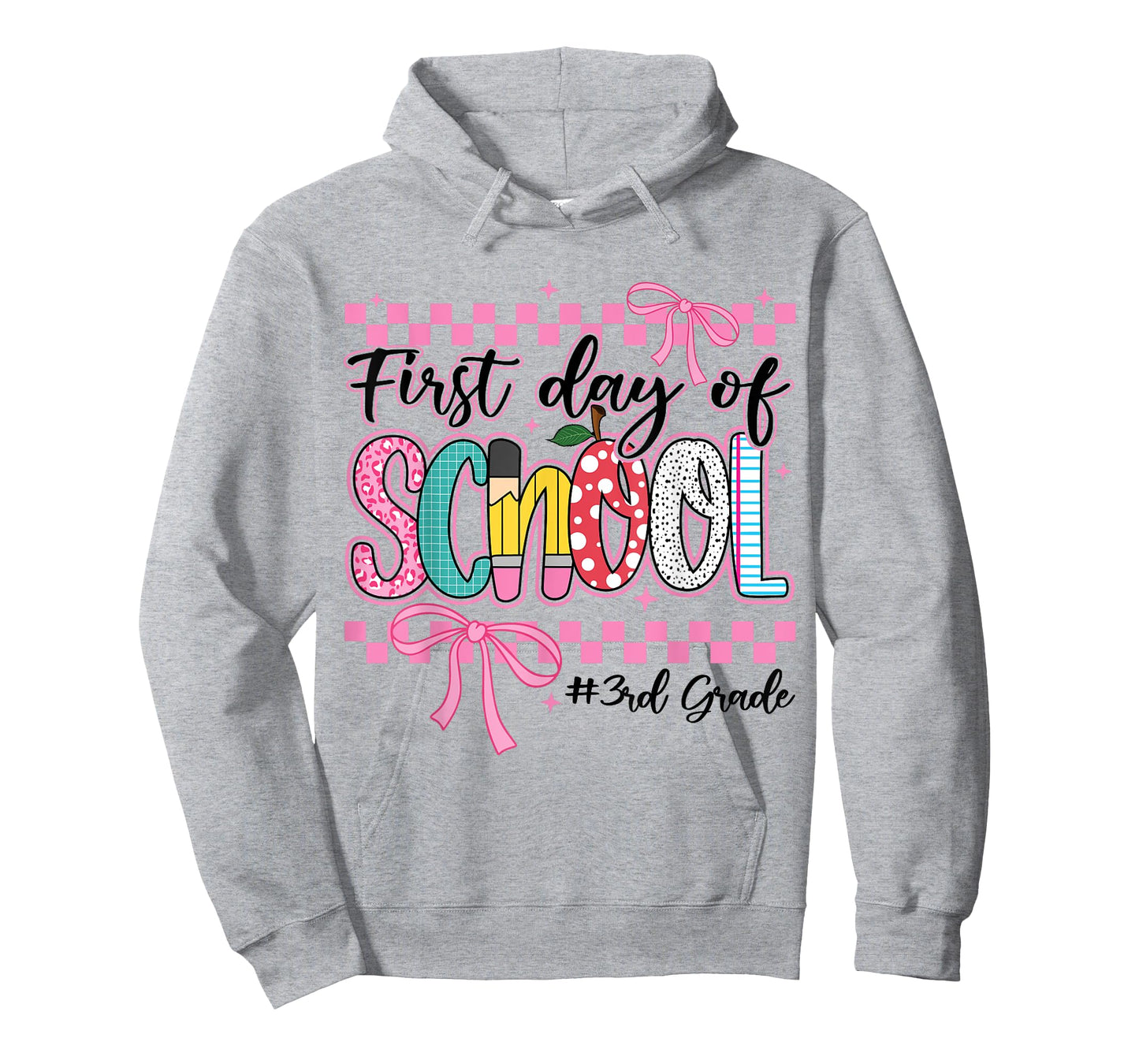 First Day of 3rd Grade Kids Girl Bow Back To School Retro. T-Shirt