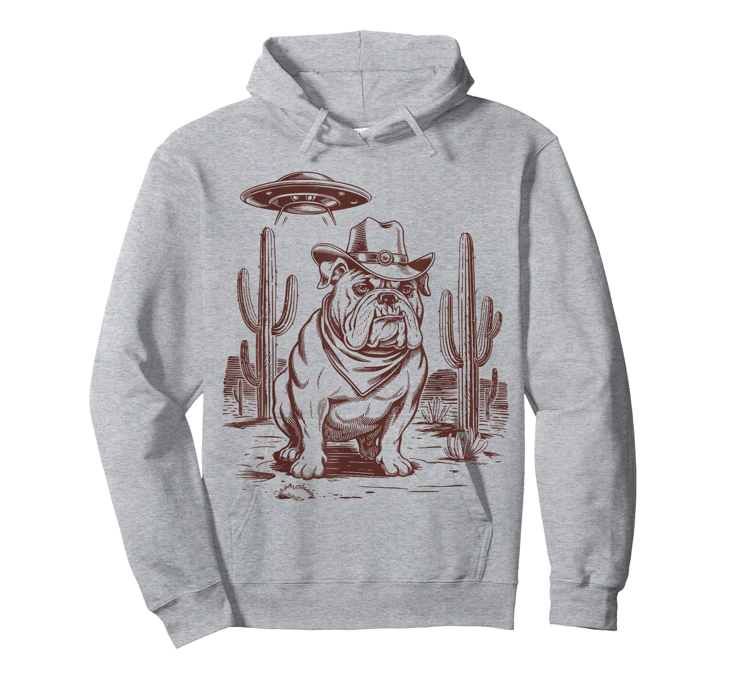 Bulldog UFO Western Vintage Alien 90s Retro Cowboy T-Shirt