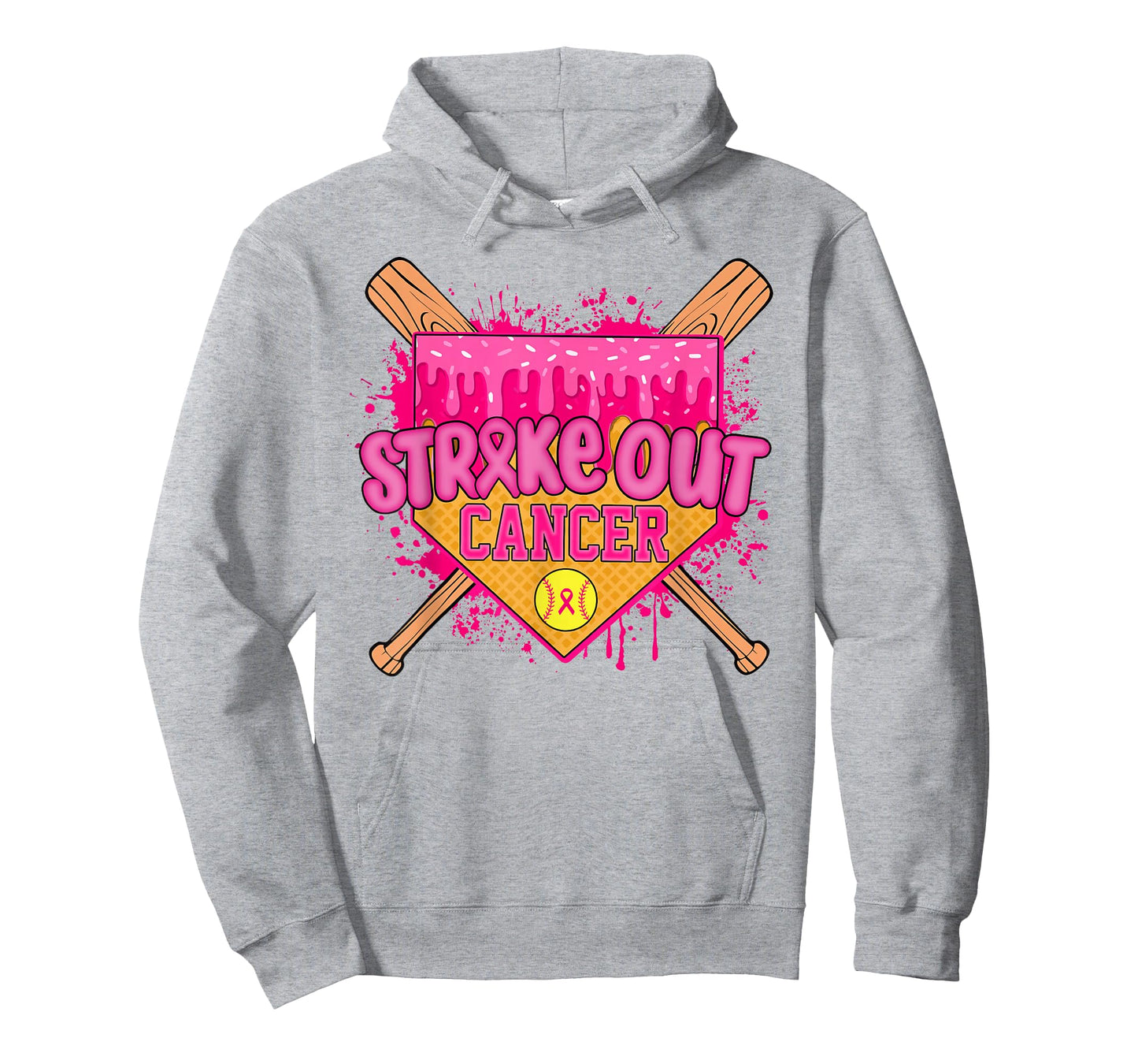 Strike Out Breast Cancer Warrior Softball Drip Home Plate T-Shirt
