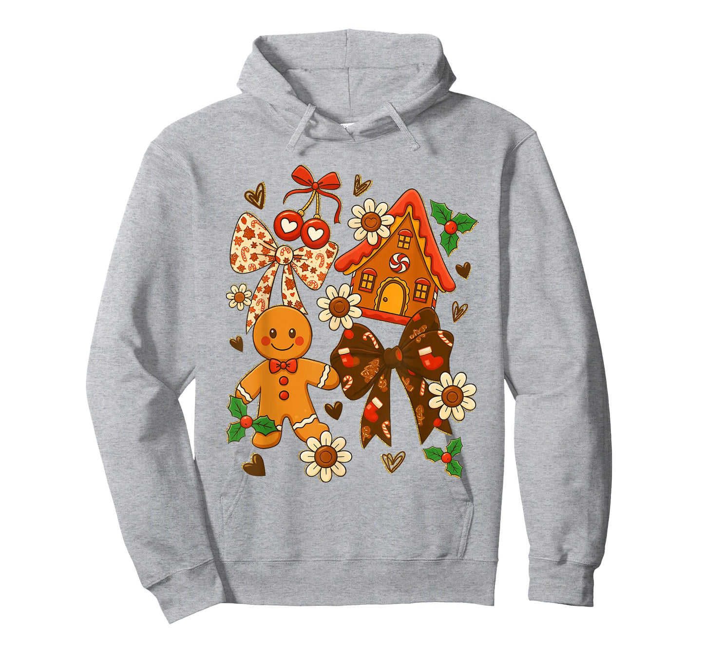 Cute Coquette Bow Gingerbread House Cookie Christmas Holiday T-Shirt