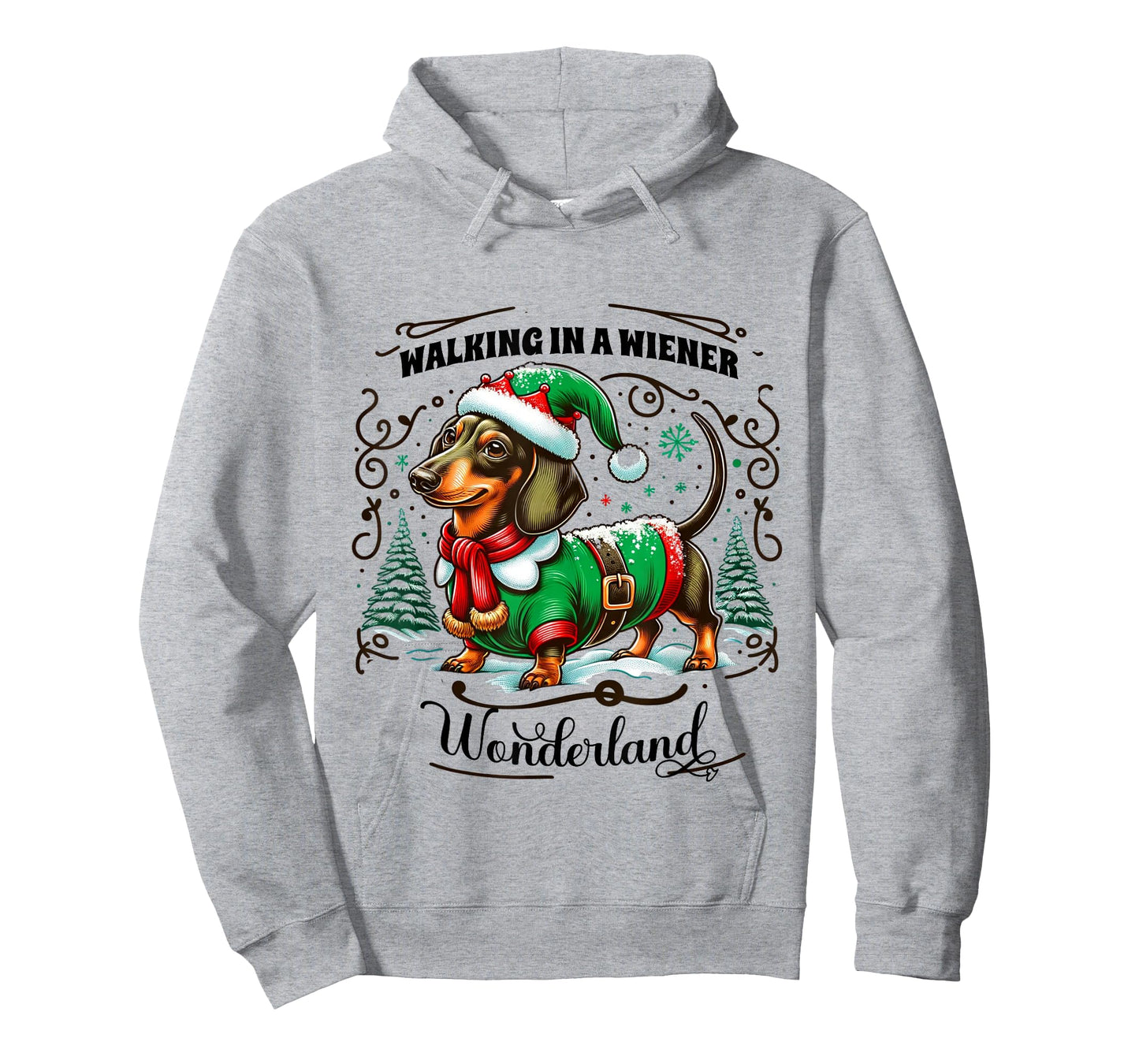 Dachshund Christmas Walking In A Wiener Wonderland Cute Dog Men Women Kids T-Shirt