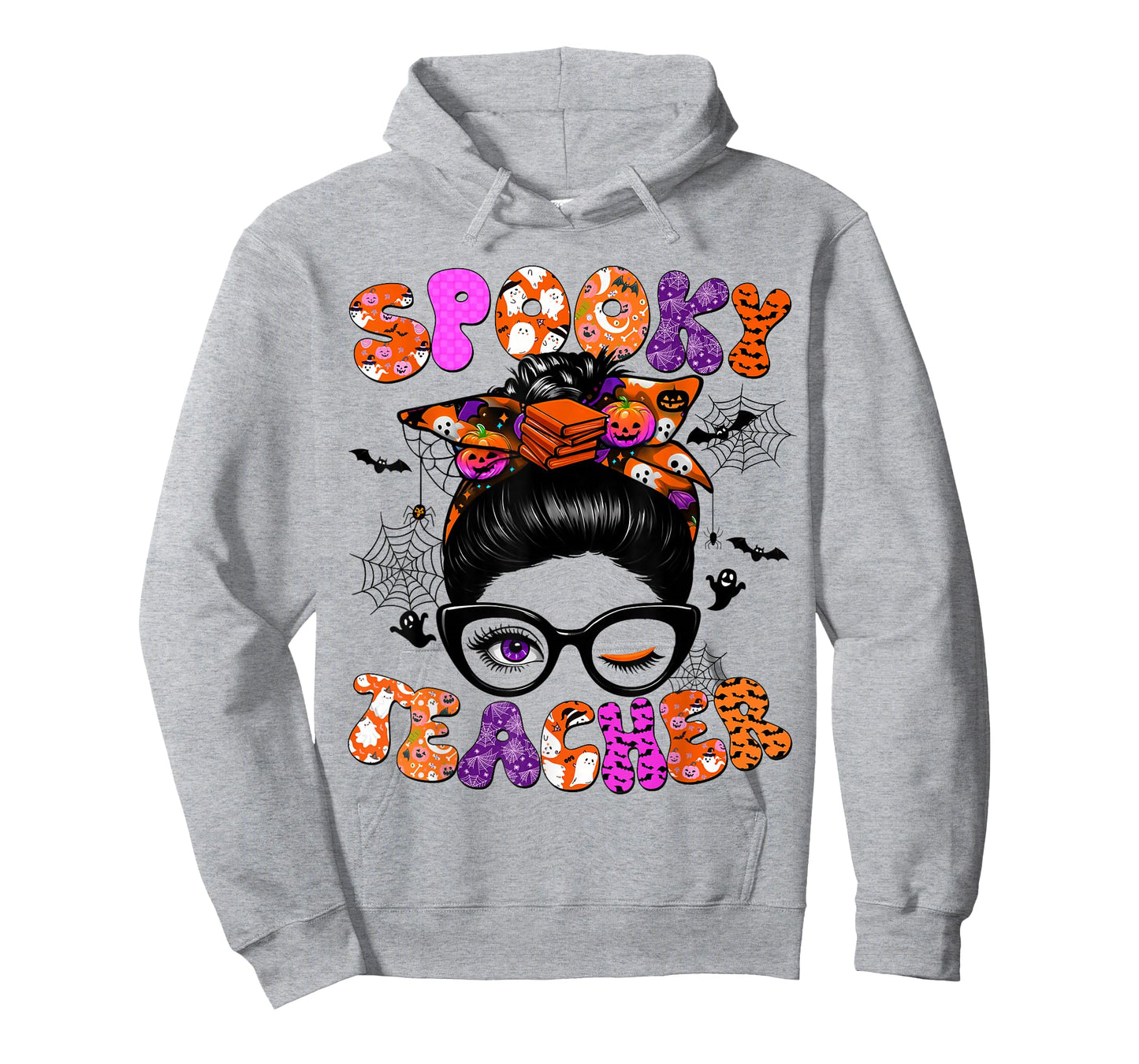 Spooky Teacher Messy Bun Coquette Halloween Costumes Women T-Shirt