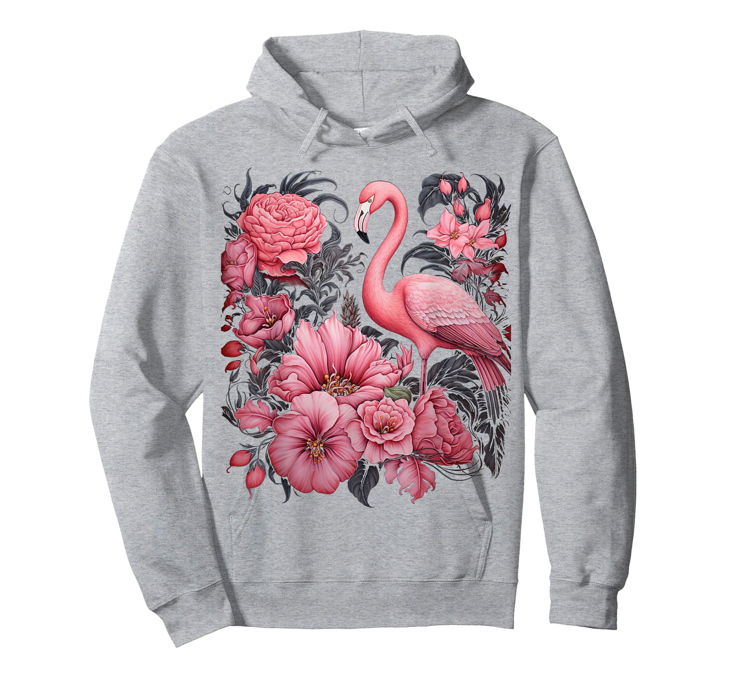 Flamingo and Flowers Floral Flamingos pink T-Shirt