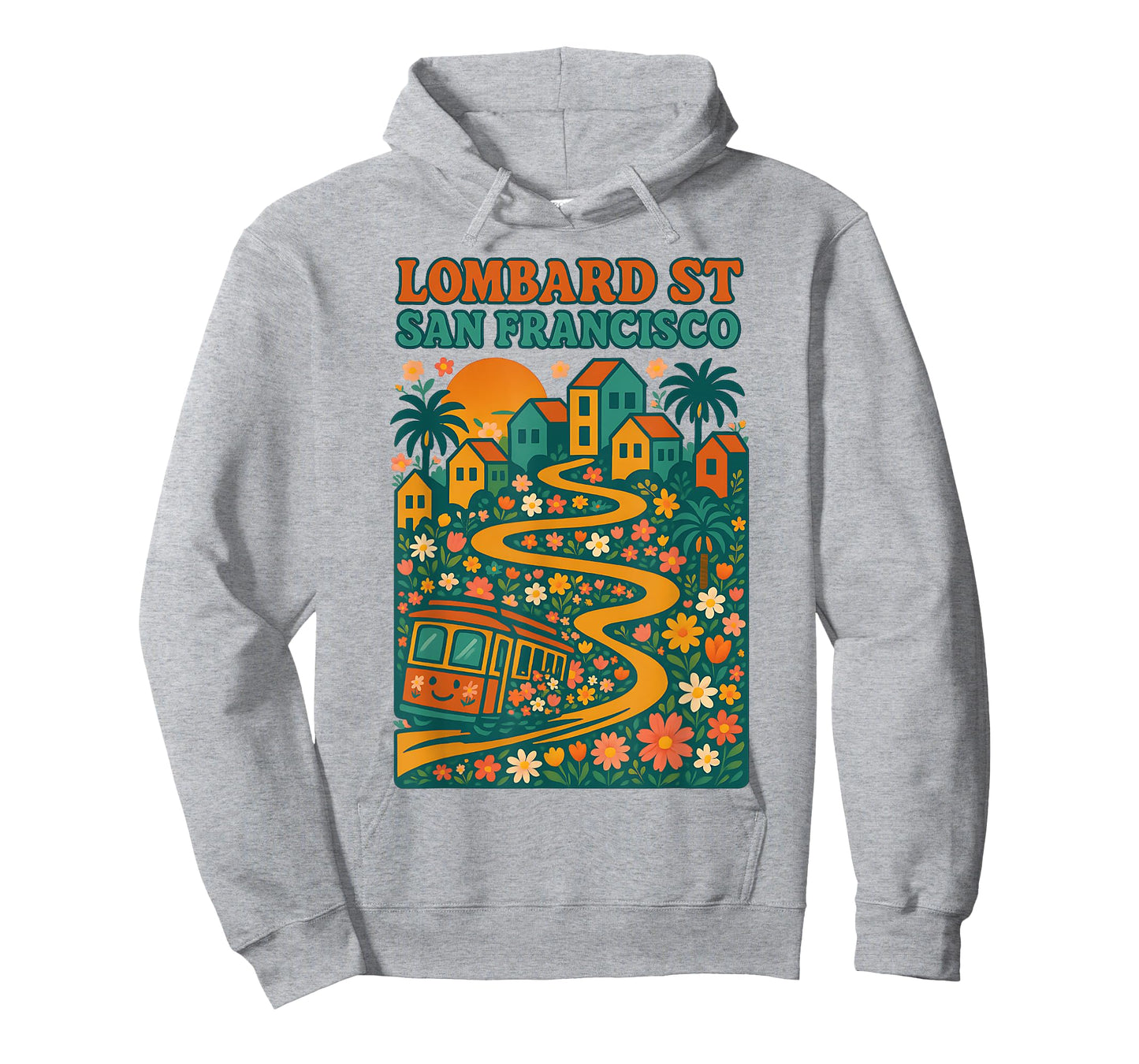 Lombard Street San Francisco Cable Car Cute Floral Vintage T-Shirt