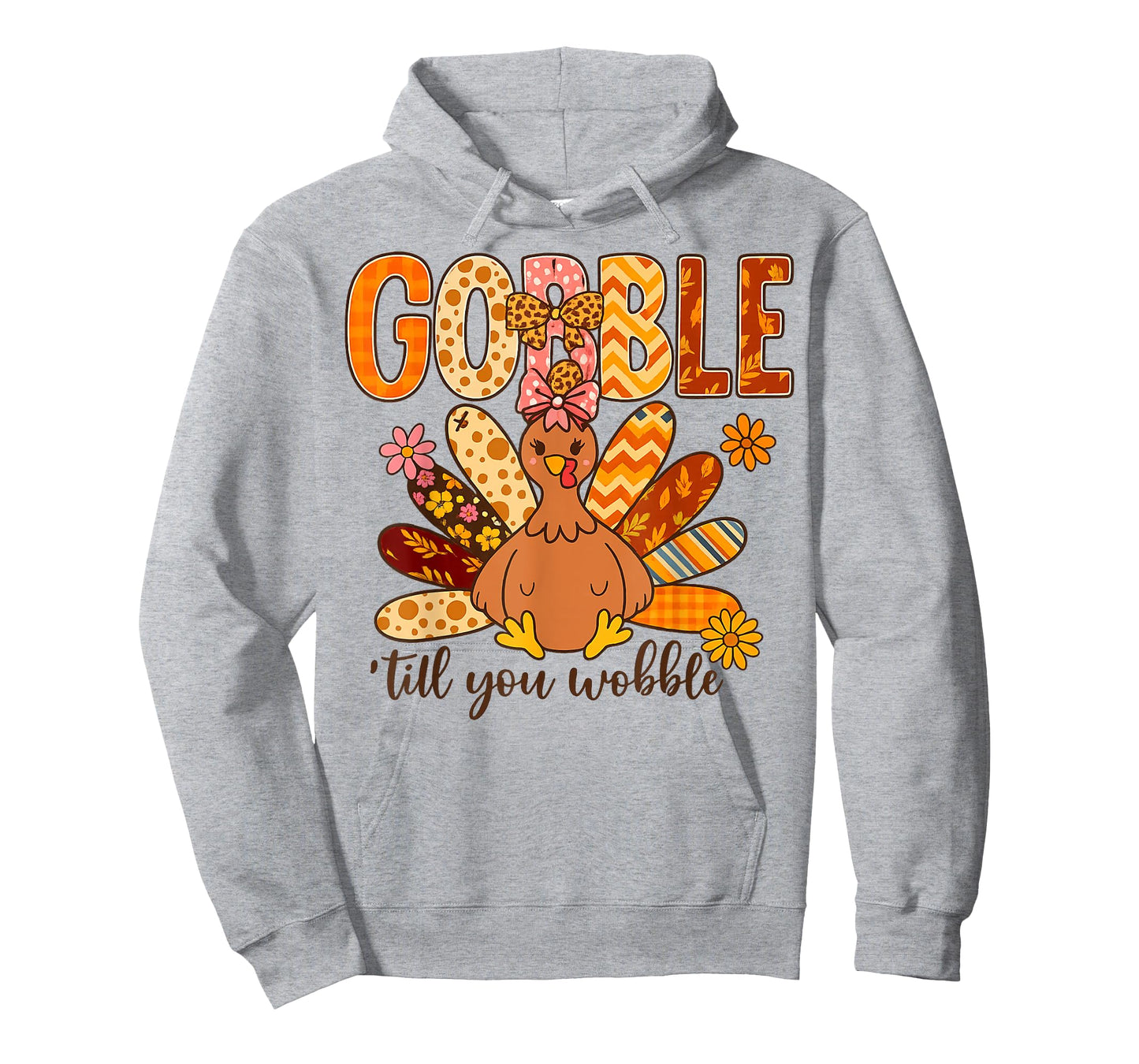 Gobble Til You Wobble Thanksgiving Floral Turkey Leopard T-Shirt