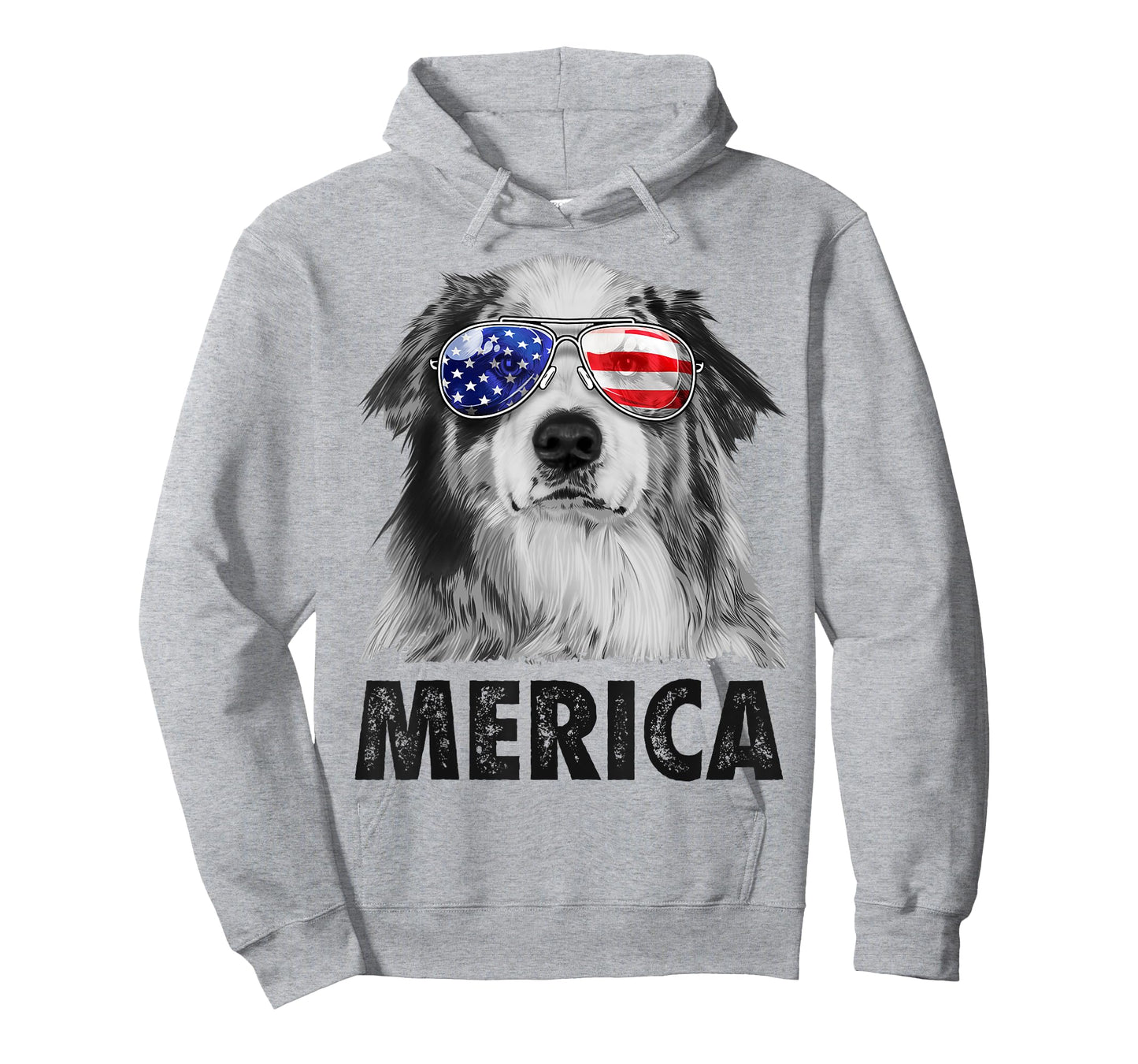 Aussie Australian Shepherd 4th of July Merica American Flag T-Shirt