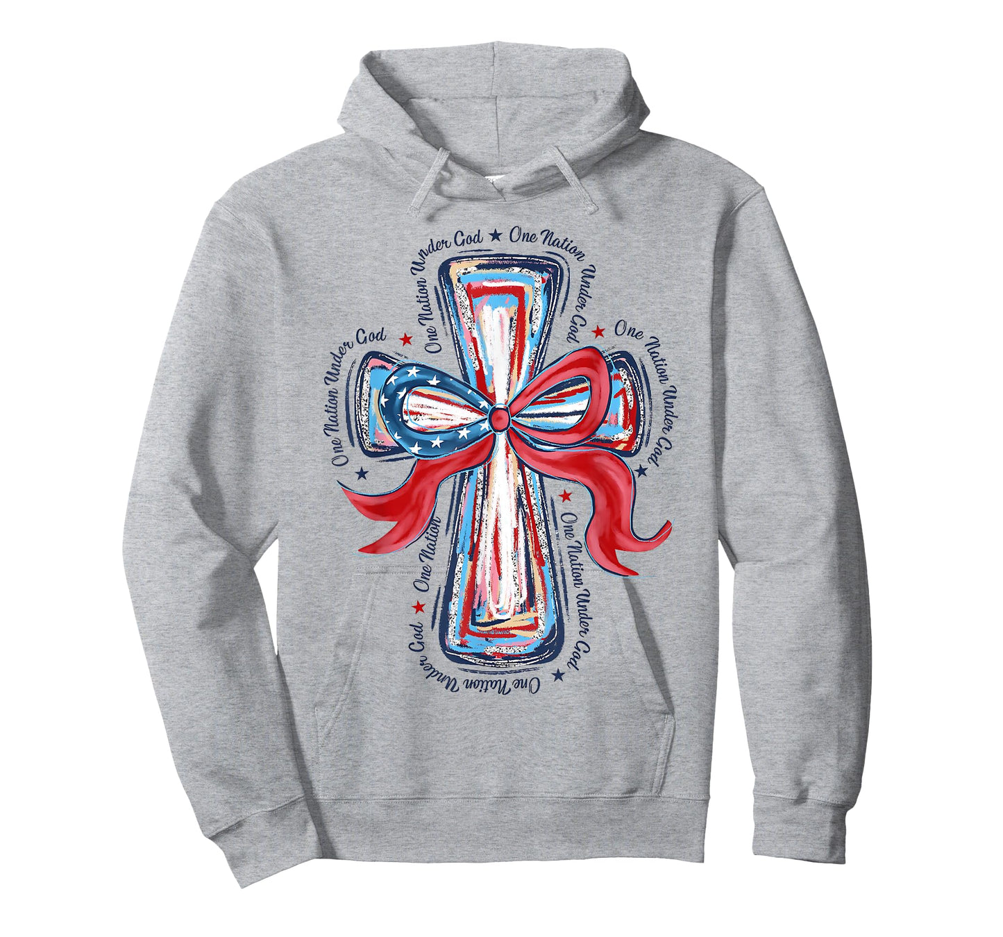 One Nation Under God Red White Blue Cross Christian Women T-Shirt