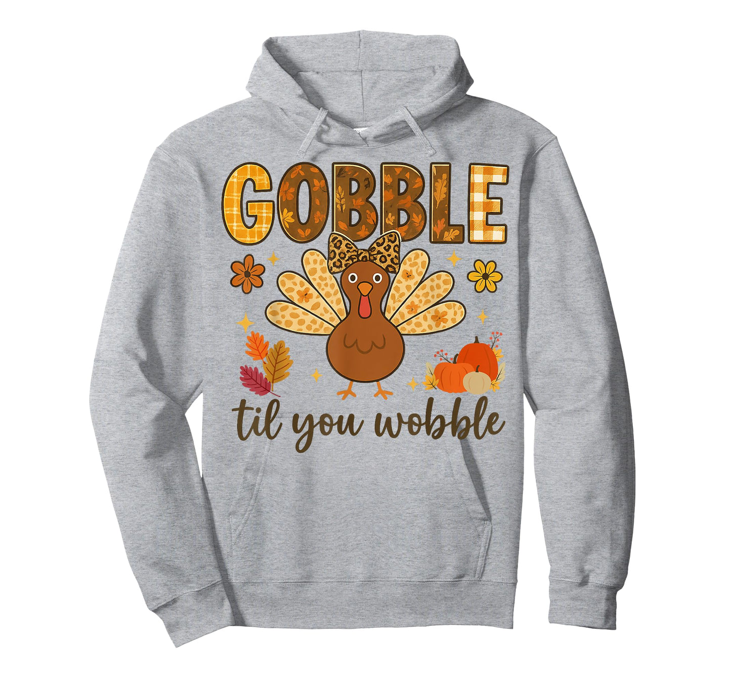 Gobble Til You Wobble Thanksgiving Floral Turkey Leopard T-Shirt