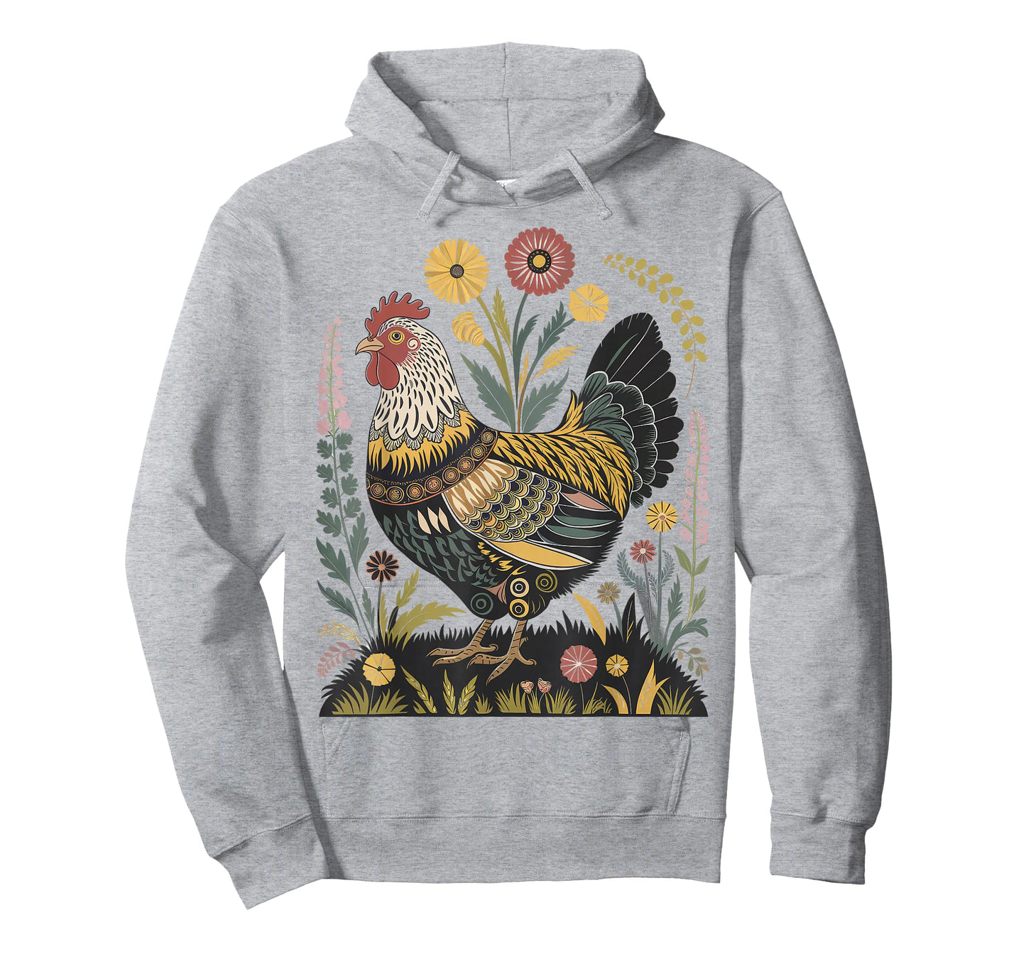 Chicken Floral Art Graphic Women Farm Chicken Lover Colorful T-Shirt