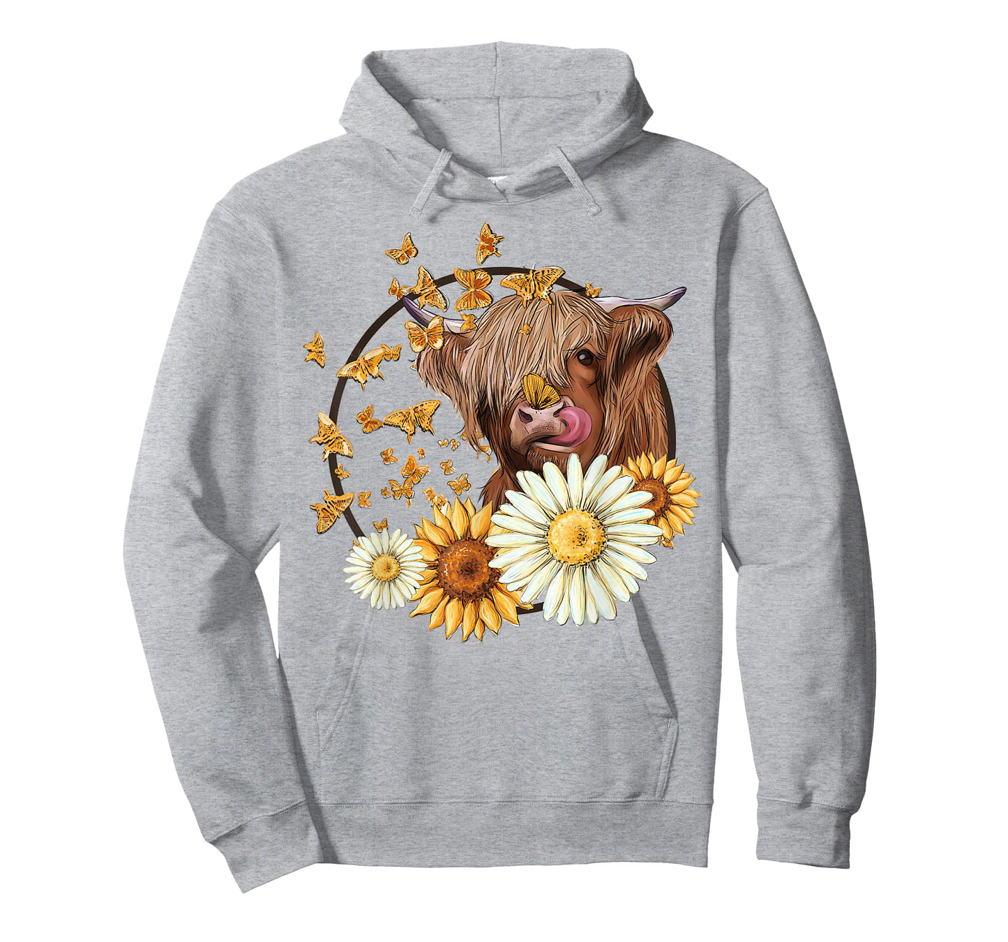 Highland Cow With Sunflower Daisies Butterflies Farm Western T-Shirt