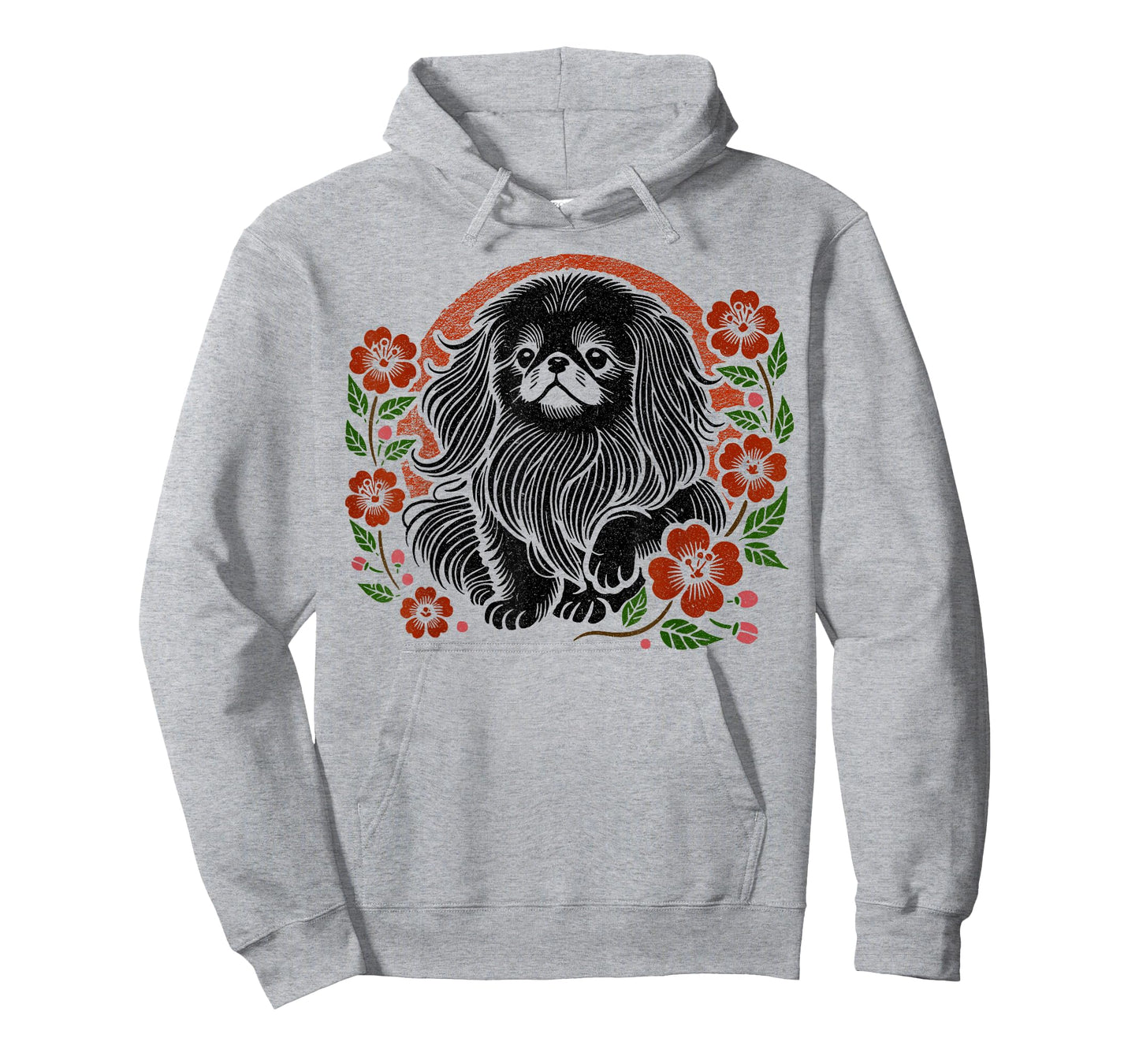 Pekingese Dog Retro Japanese Cherry Blossoms Cute Floral T-Shirt