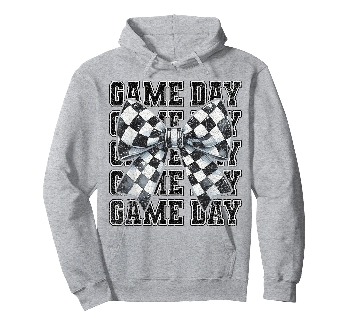 Retro Croquette Bow Black White Checkered Football Game Day T-Shirt