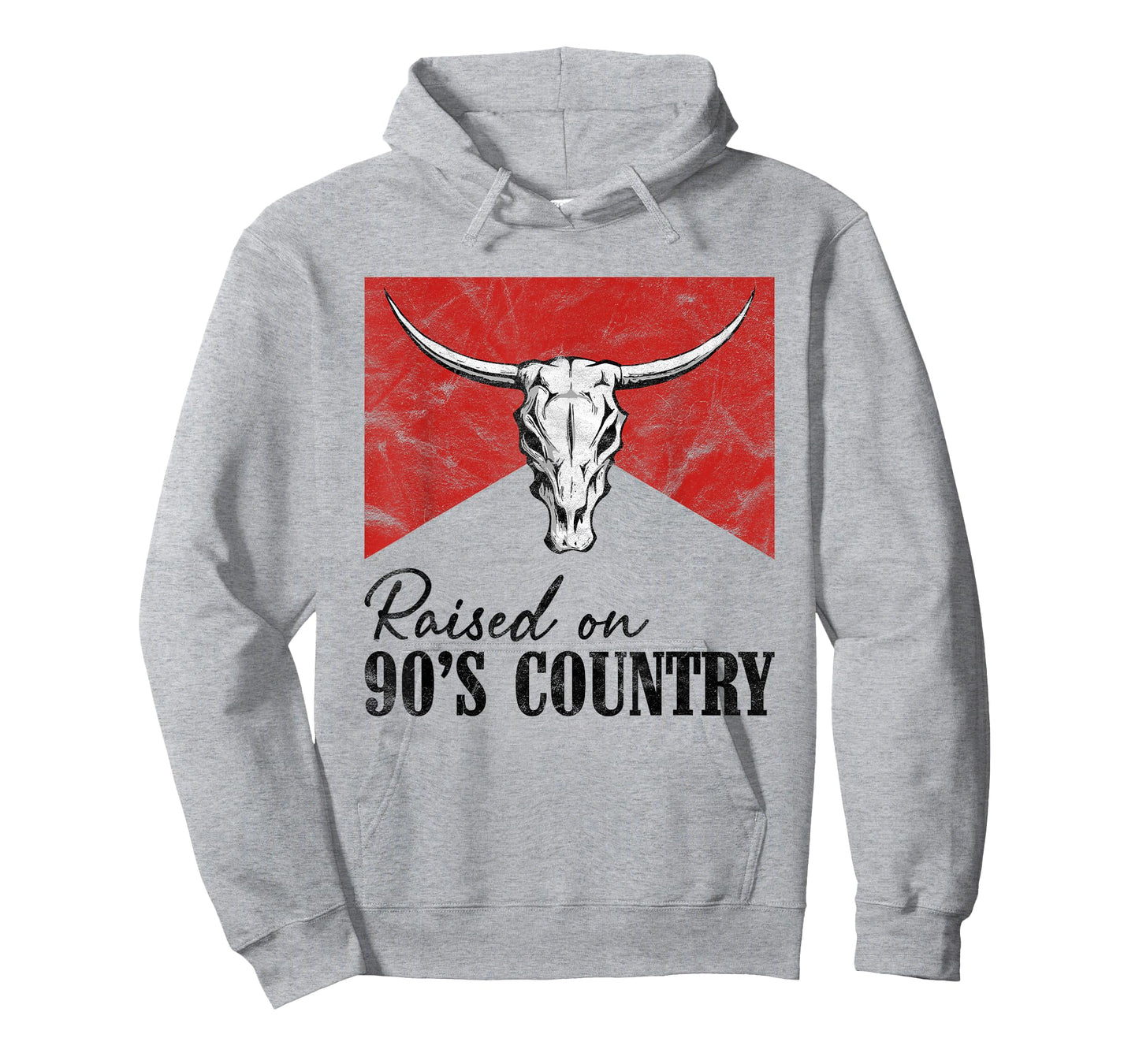 Vintage Western Bull Skull Raised On 90's Country Music T-Shirt