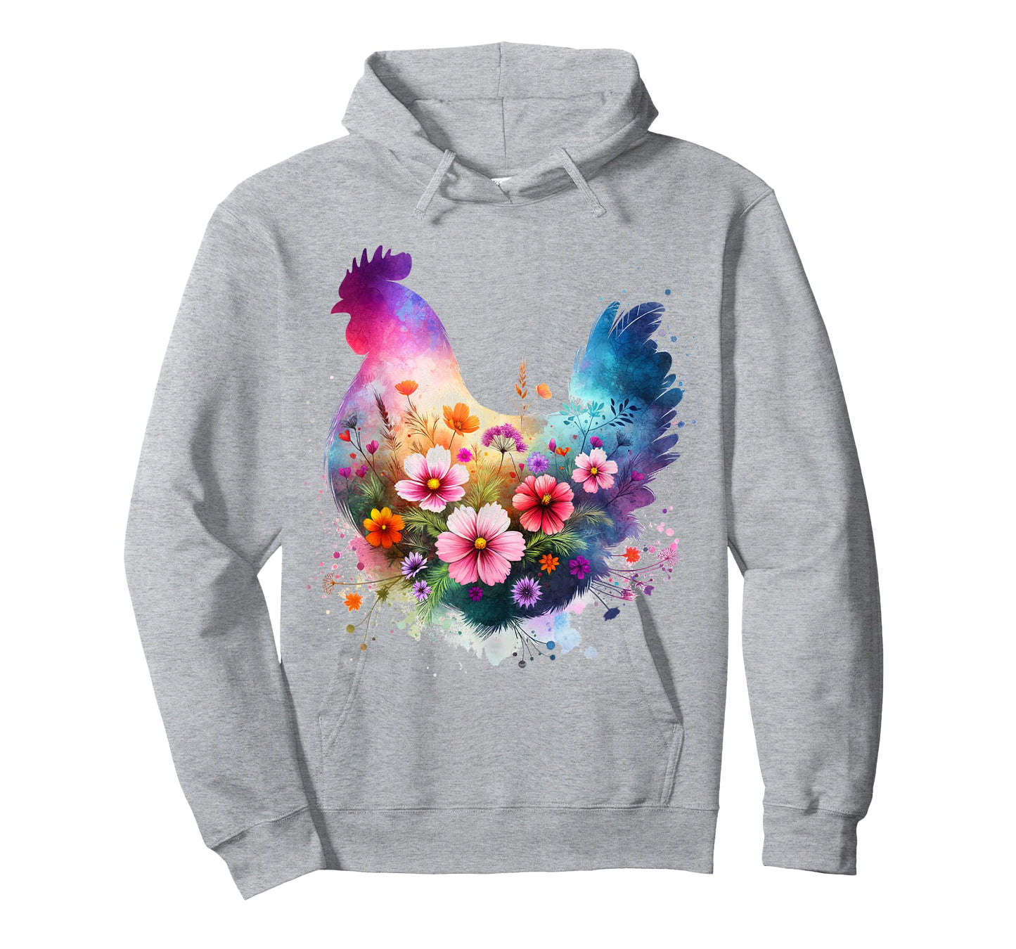 Chicken Floral Art Graphic Women Farm Chicken Lover Colorful T-Shirt
