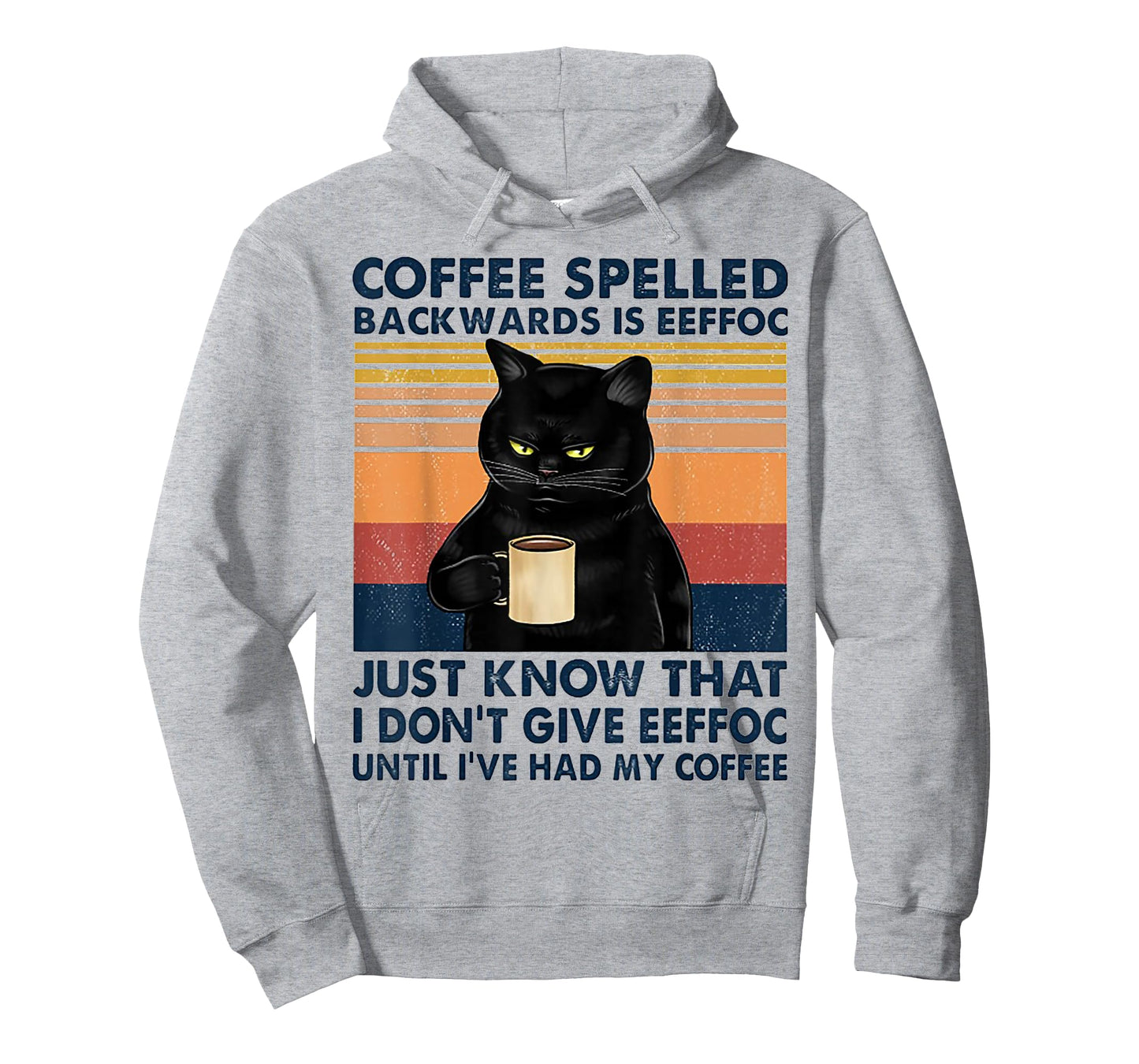 Coffee Spelled Backwards Is Eeffoc Cat Drinking Vintage T-Shirt