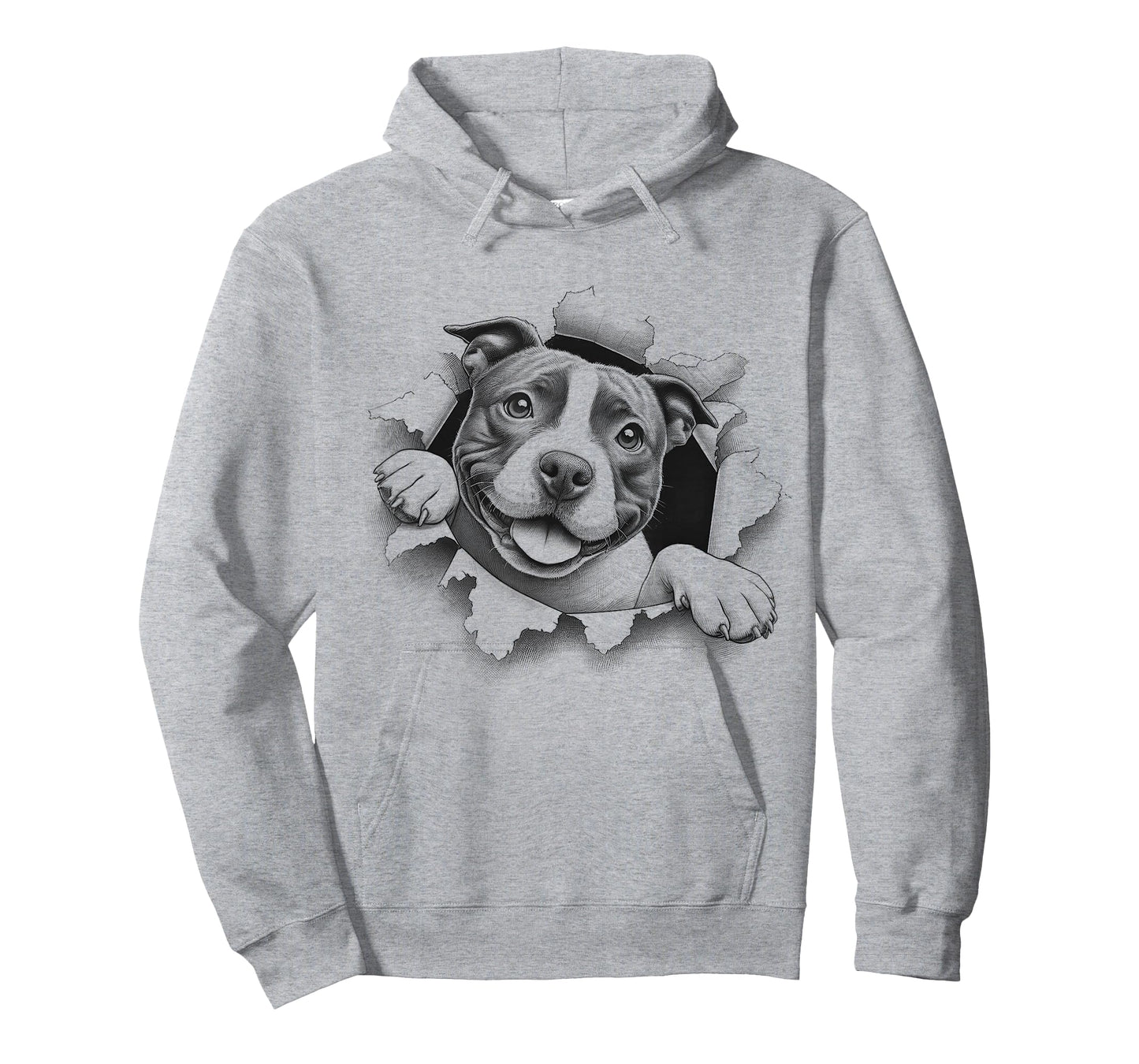 Funny Staffordshire Bull Terrier Peeking Staffy Dog Design T-Shirt