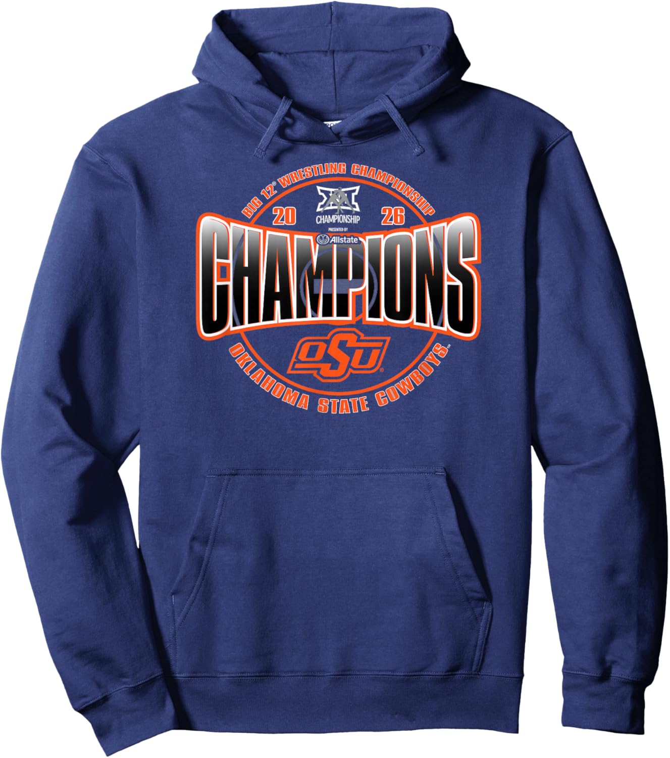 Oklahoma State Cowboys Wrestling Big 12 Champs 2026 Hoodie - Hoodie | Navy
