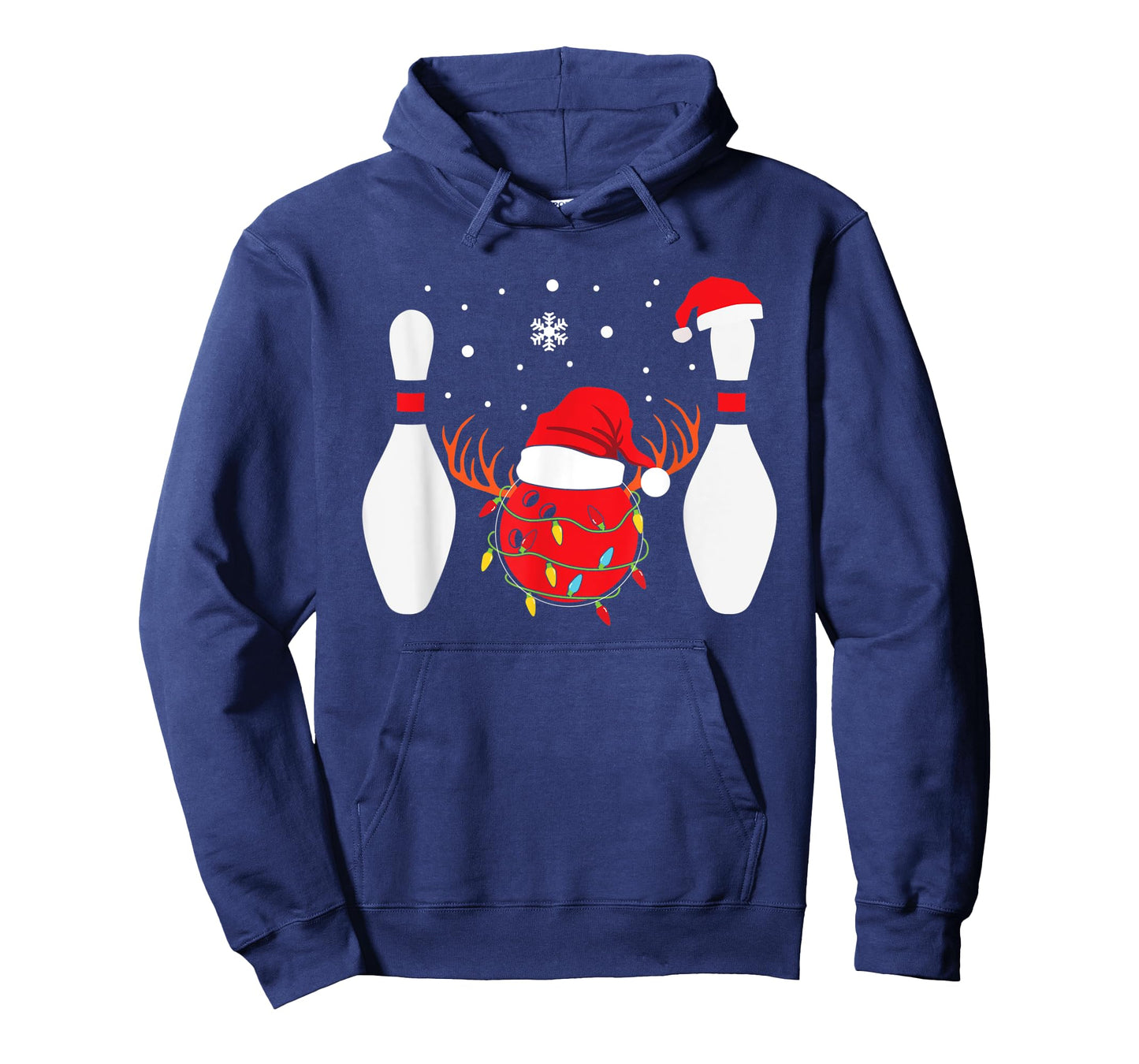 Christmas Bowling Ball Bowling Pins Santa Hat Reindeer T-Shirt