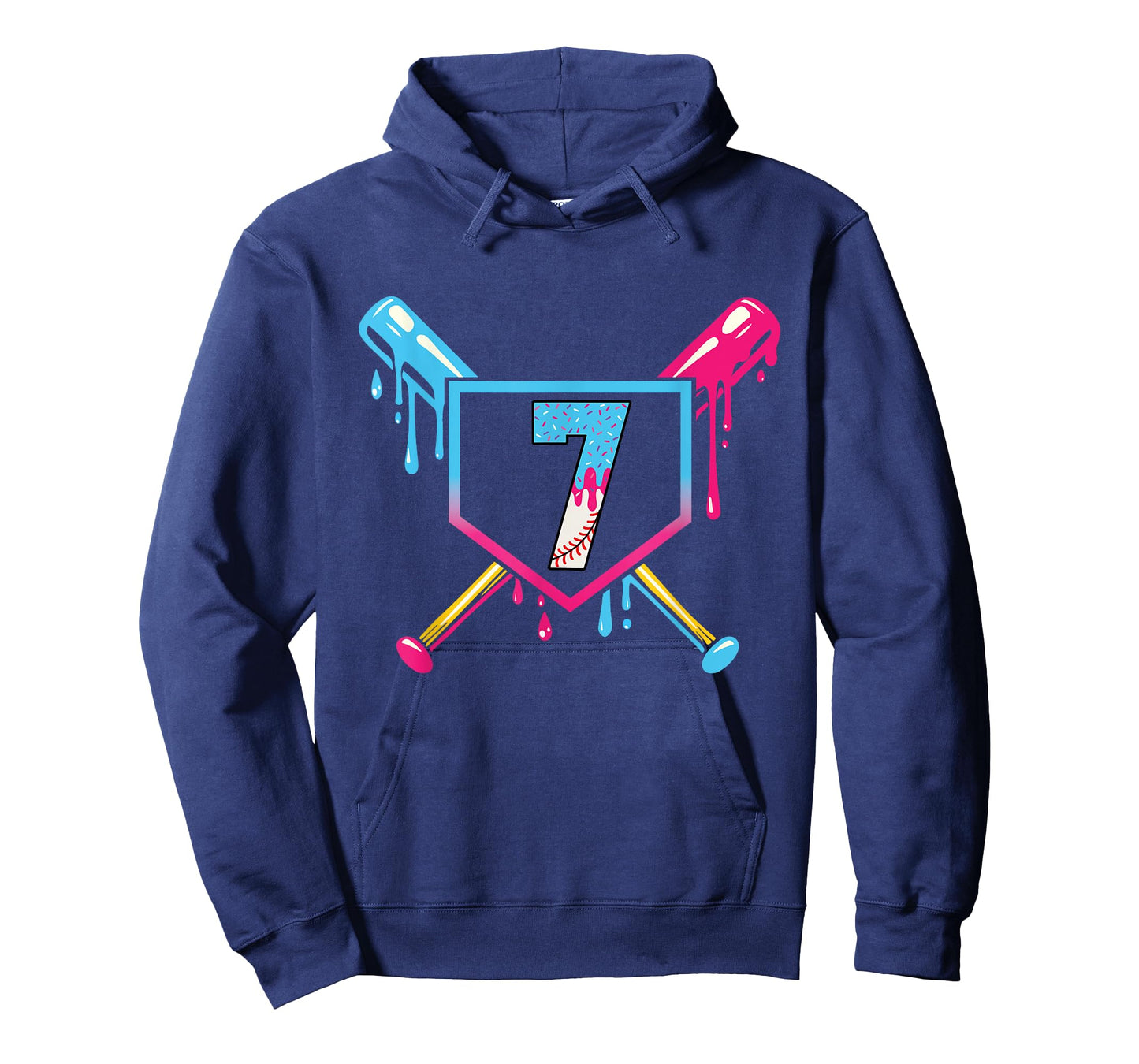 Baseball 7 Year Old Ice Cream 7th Birthday Boy Number 7 T-Shirt