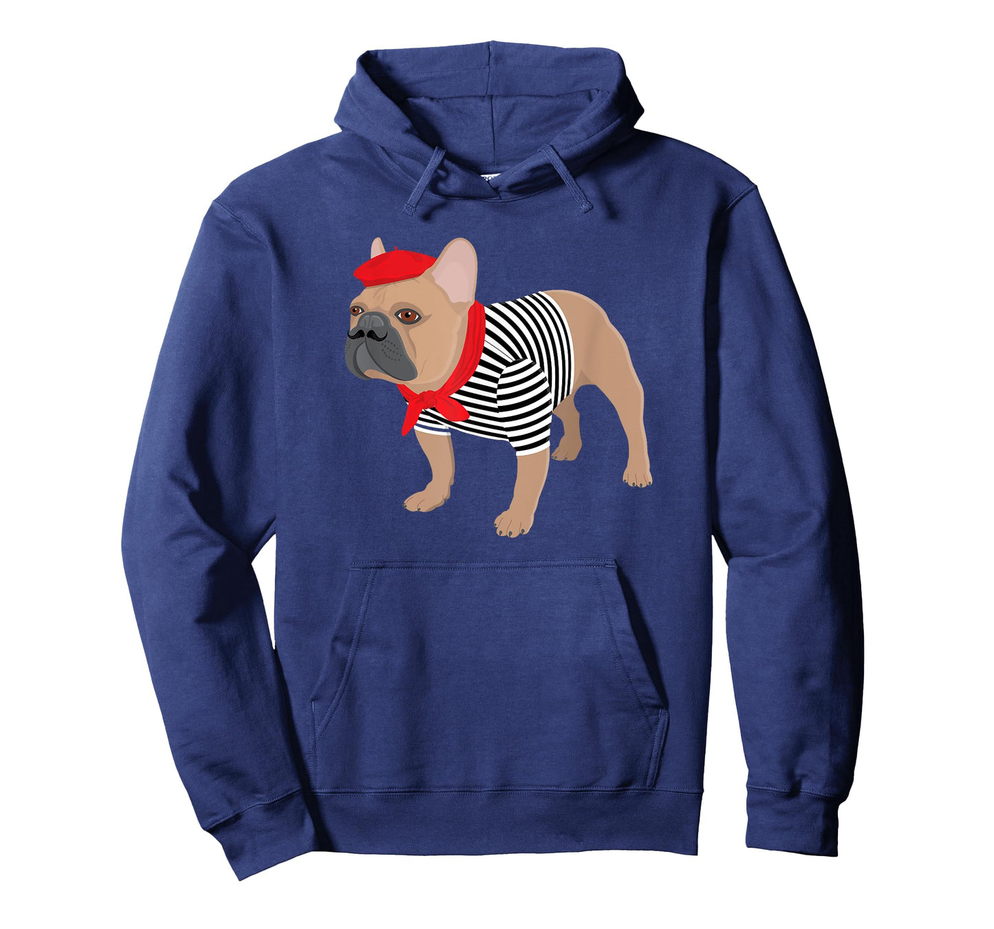 French Bulldog Dog with French Beret Hat Funny Animal Pun T-Shirt