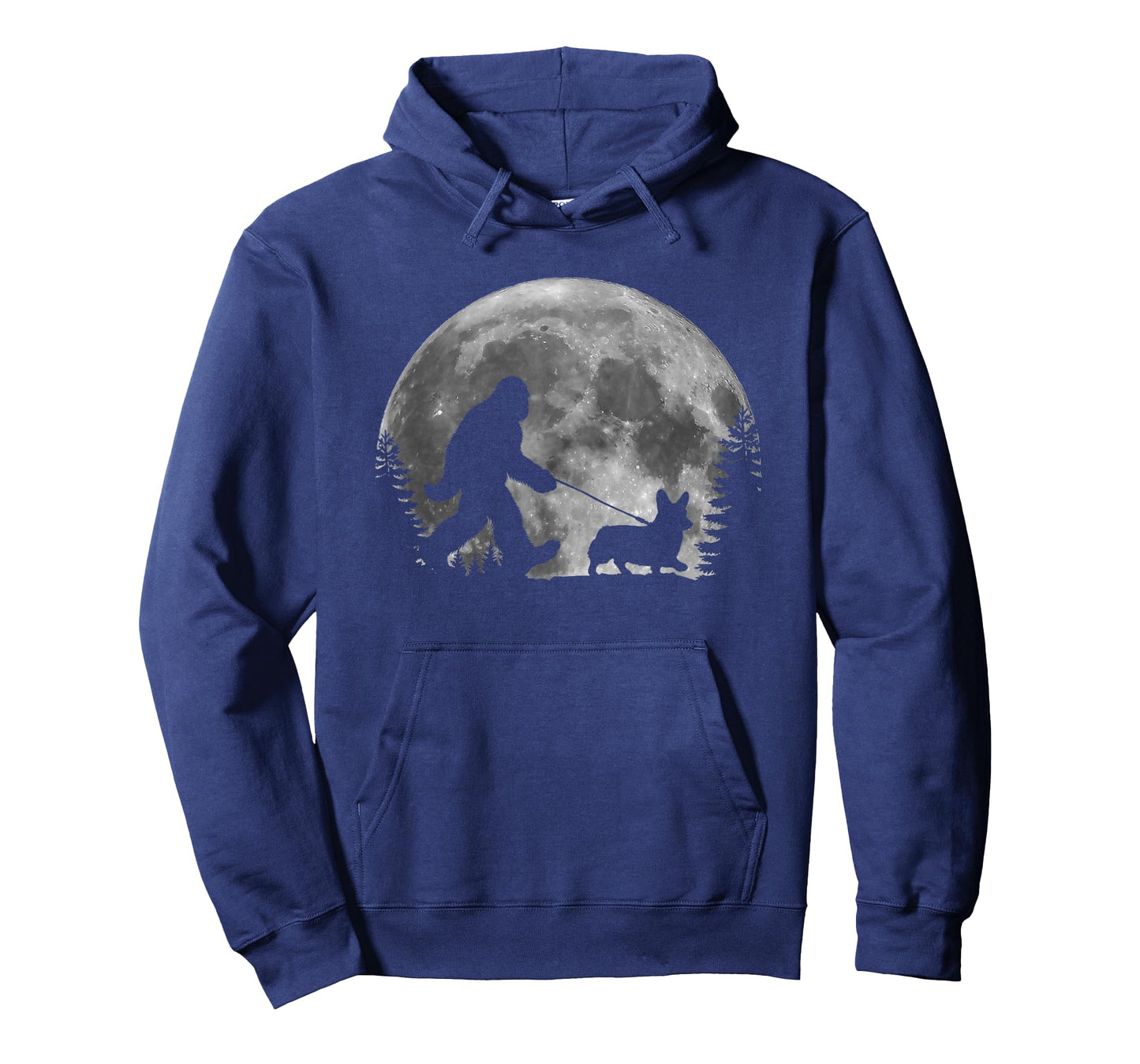 Bigfoot Walking a Dog Funny Corgi Lovers Moon Halloween T-Shirt