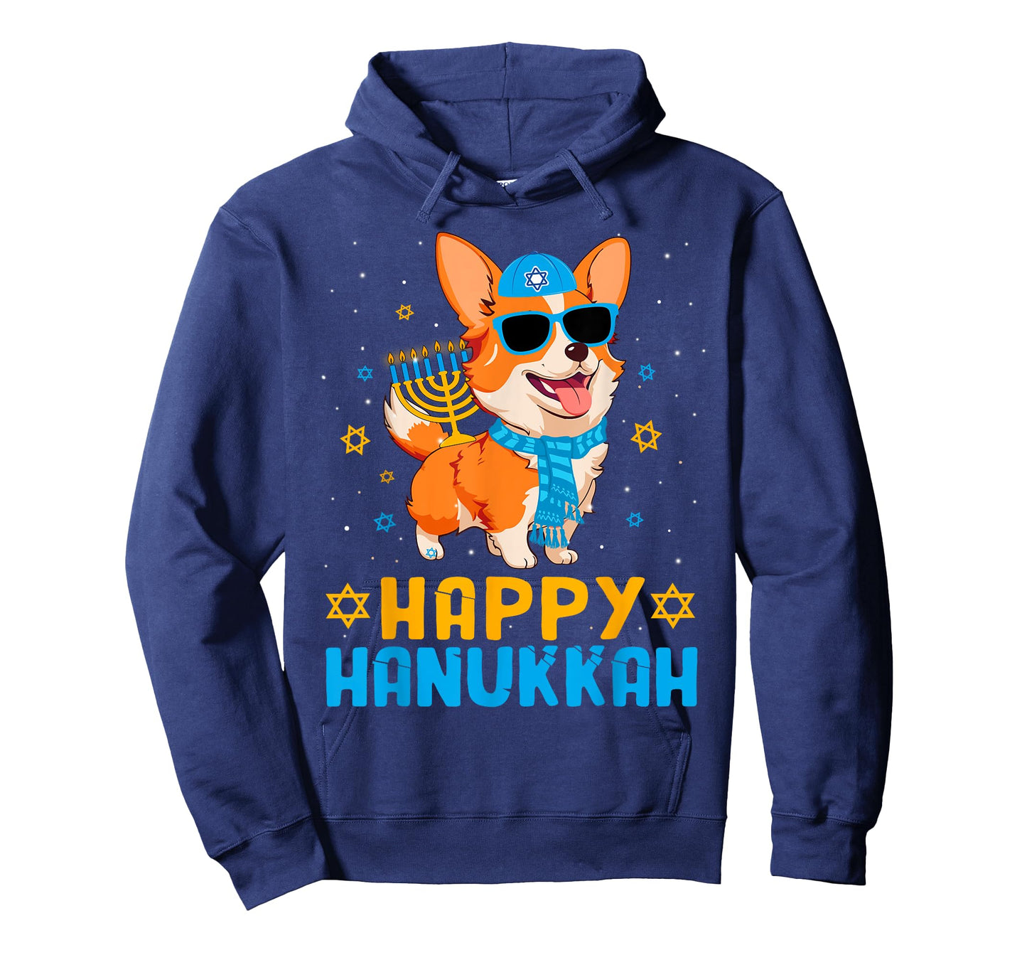 Funny Santa Claus Corgi Dog & Menorah Chanukah Xmas Pajama T-Shirt