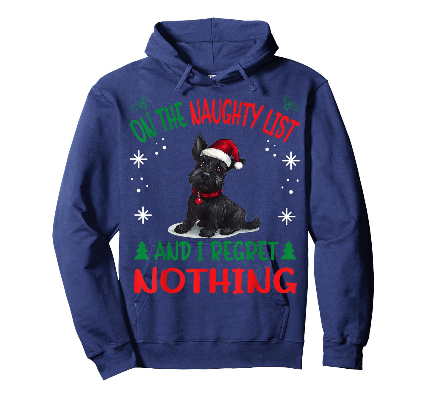 Cute Scottish Terrier Dog Christmas On The Naughty List and T-Shirt