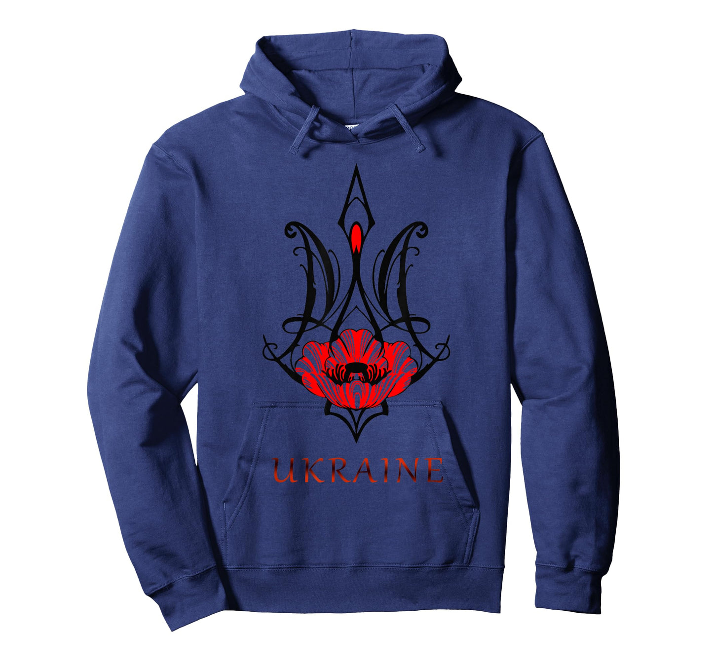 Ukraine Black Coat Arms with Poppy Trident Tryzub Ukrainian T-Shirt