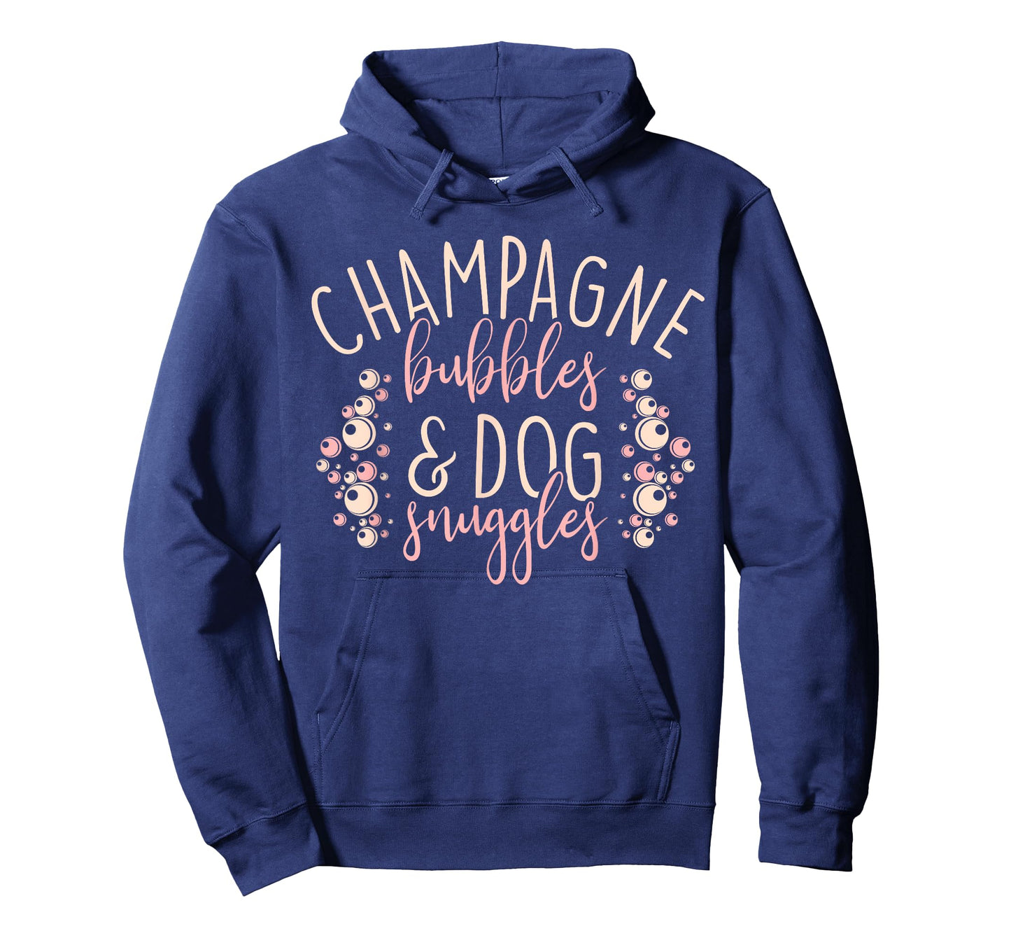 Funny Drinking Gifts Champagne Bubbles and Dog Snuggles Men Women T-Shirt