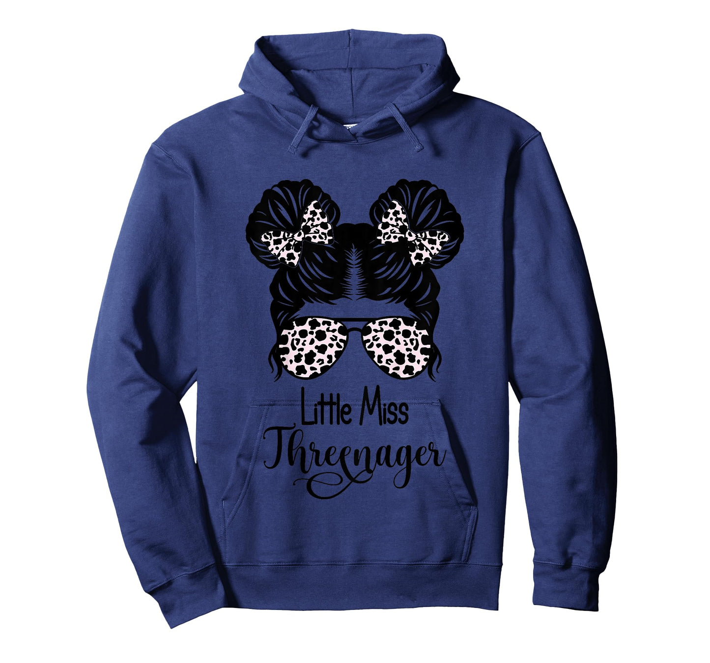 Kids Little Miss Threenager Messy Bun Birthday 3 Years T-Shirt