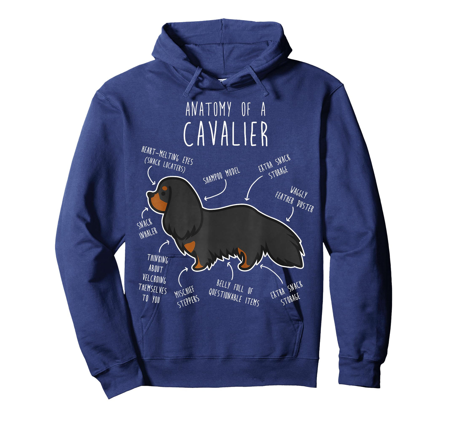 Cavalier King Charles Spaniel Dog Black Tan Funny Anatomy T-Shirt for Men Women Girls Kids