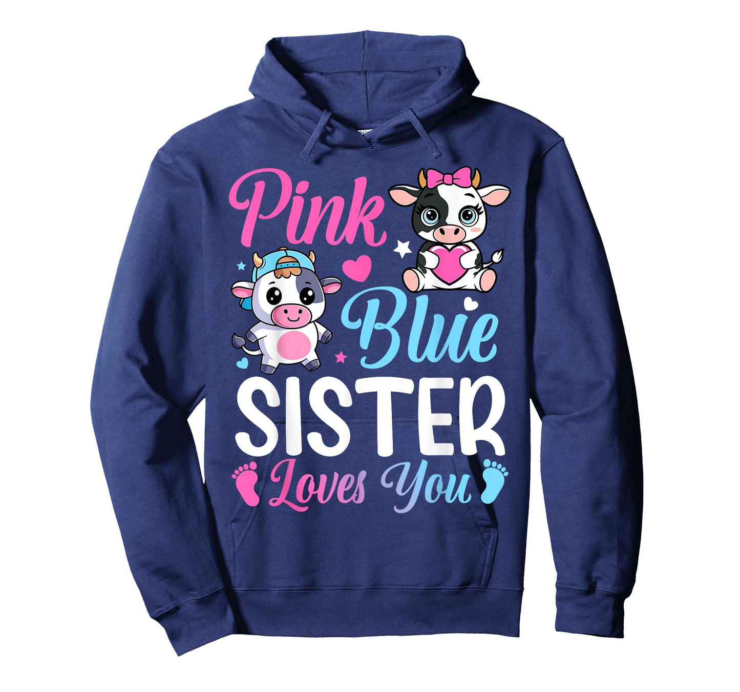Pink Or Blue Sister Loves You Cow Gender Reveal Family T-Shirt