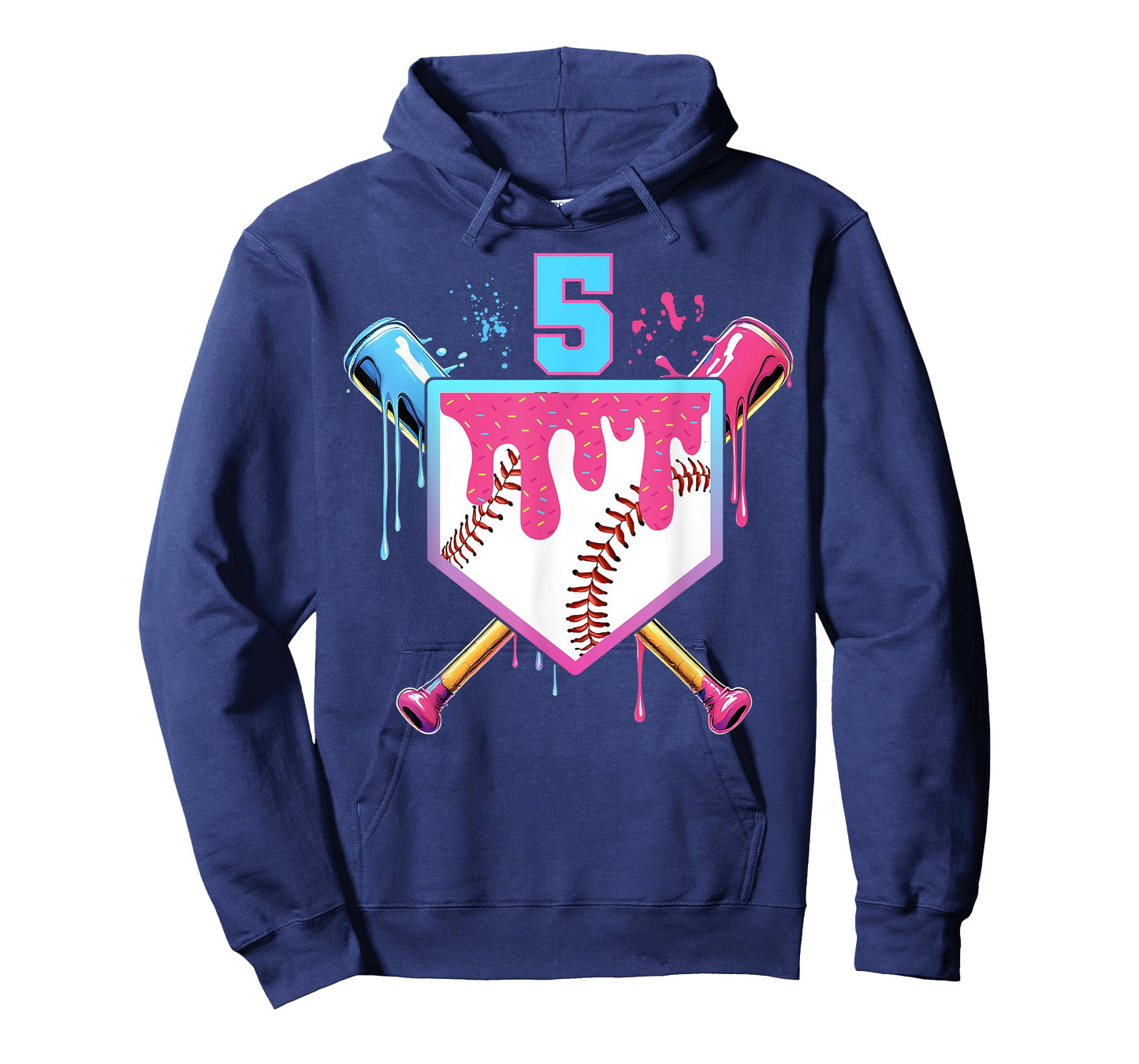 Baseball 5 Year Old Ice Cream Drip 5th Birthday Boy Number 5 T-Shirt