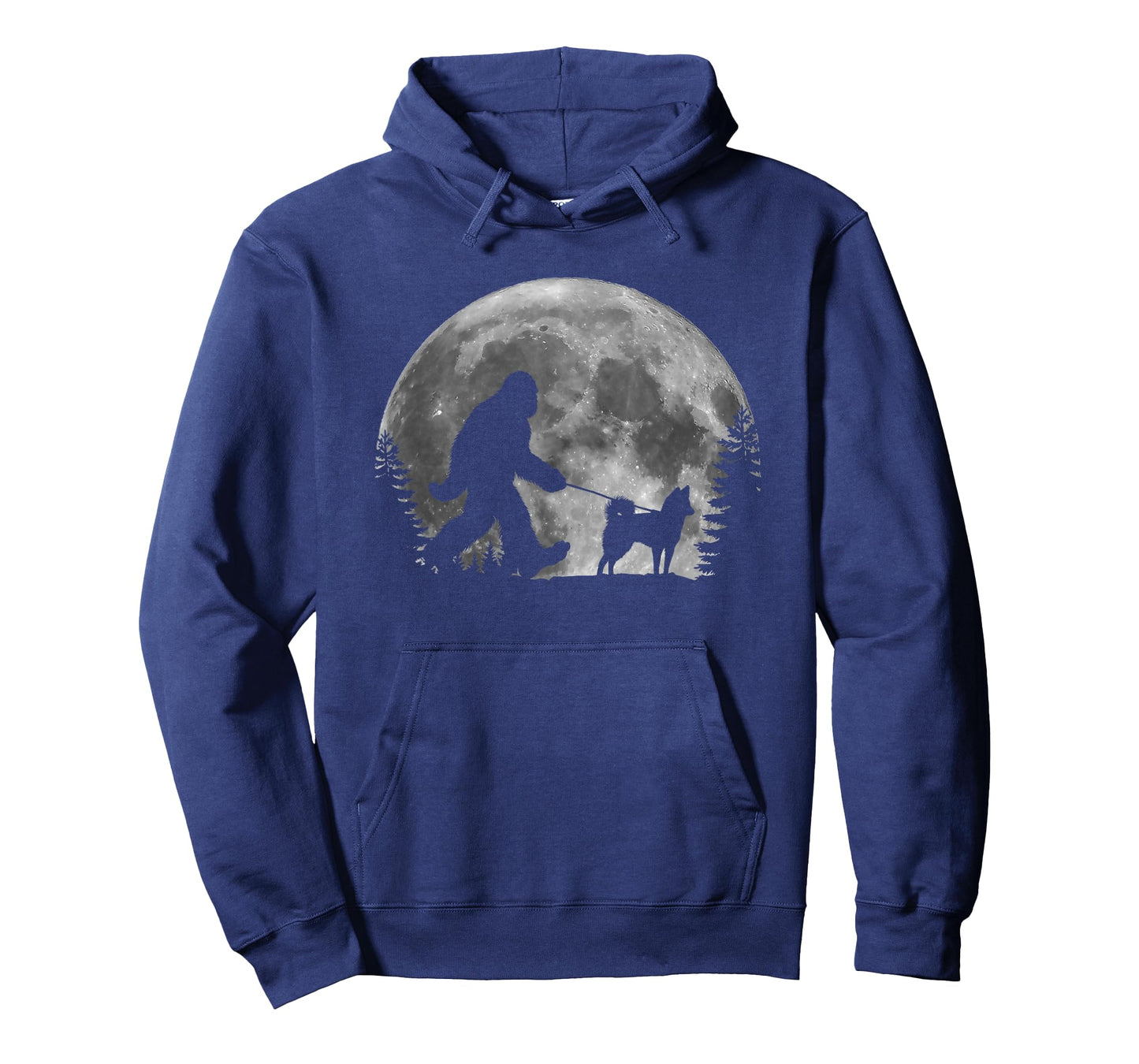 Bigfoot Walking a Dog Funny Alaskan Klee Kai Moon Halloween T-Shirt