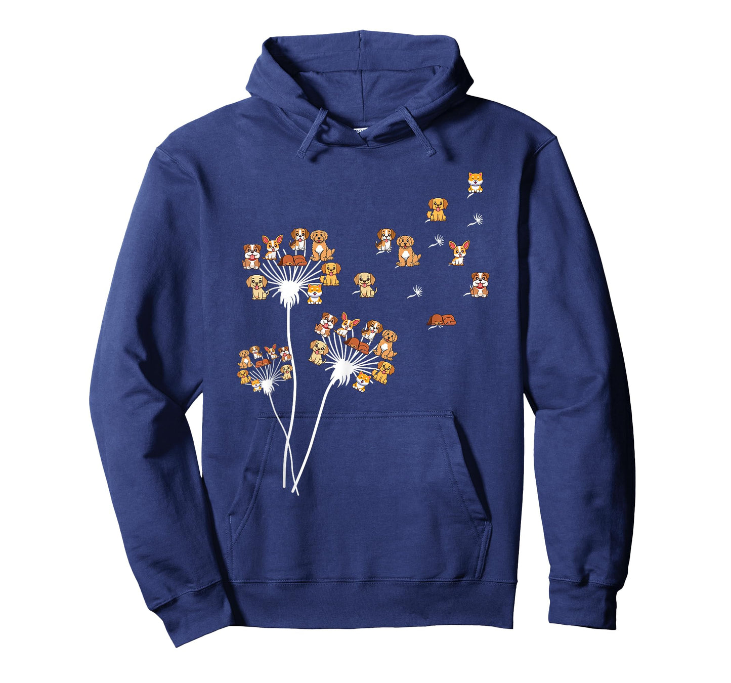Dandelion Flowers Blowing Away Dog Dogs Paw Print Men Women Kids T-Shirt