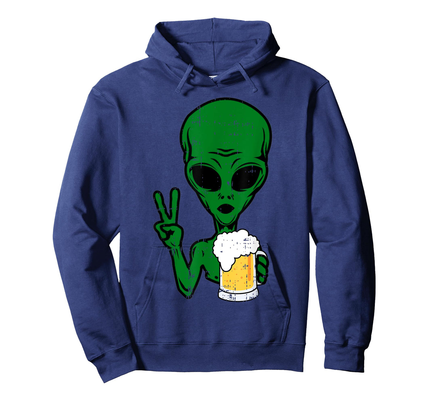 Area-51 Alien Beer Peace Sign Lazy Drinking Halloween Gift T-Shirt