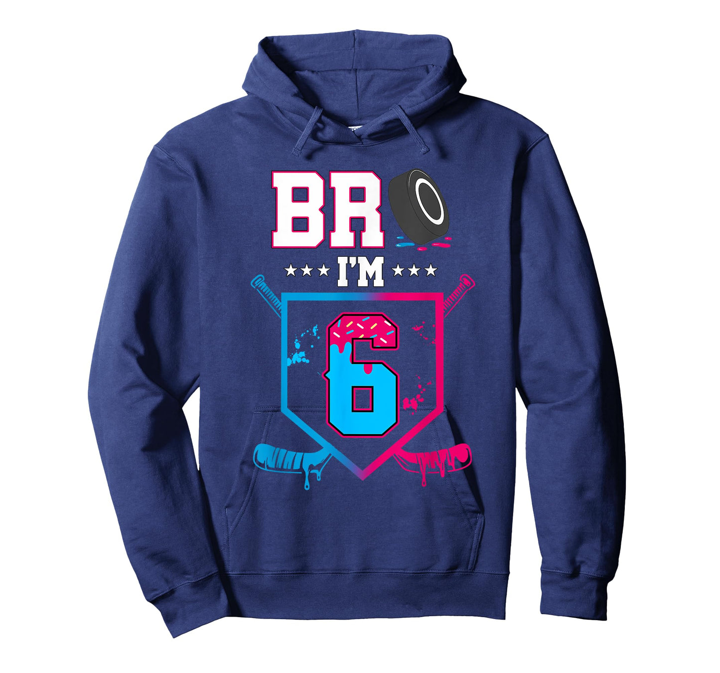 Bro I'm 6 Year Old Hockey Ice Cream Drip 6th Birthday Boy T-Shirt