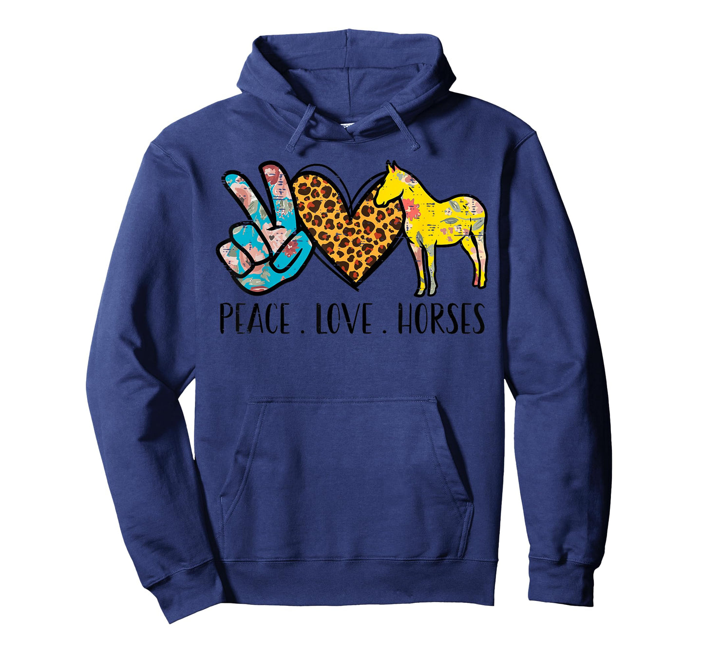 Peace Love Horses Riding Equestrian Gypsy Hippie Women Girls T-Shirt
