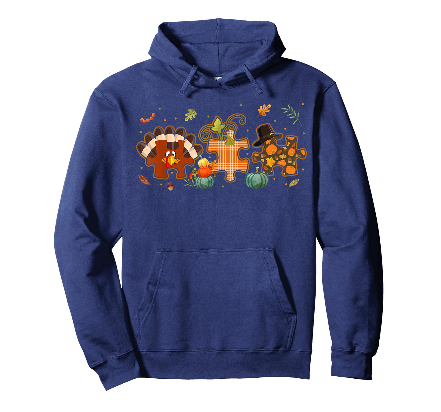 Cute Turkey Autism Awareness Puzzle Pumpkin Thanksgiving Day T-Shirt