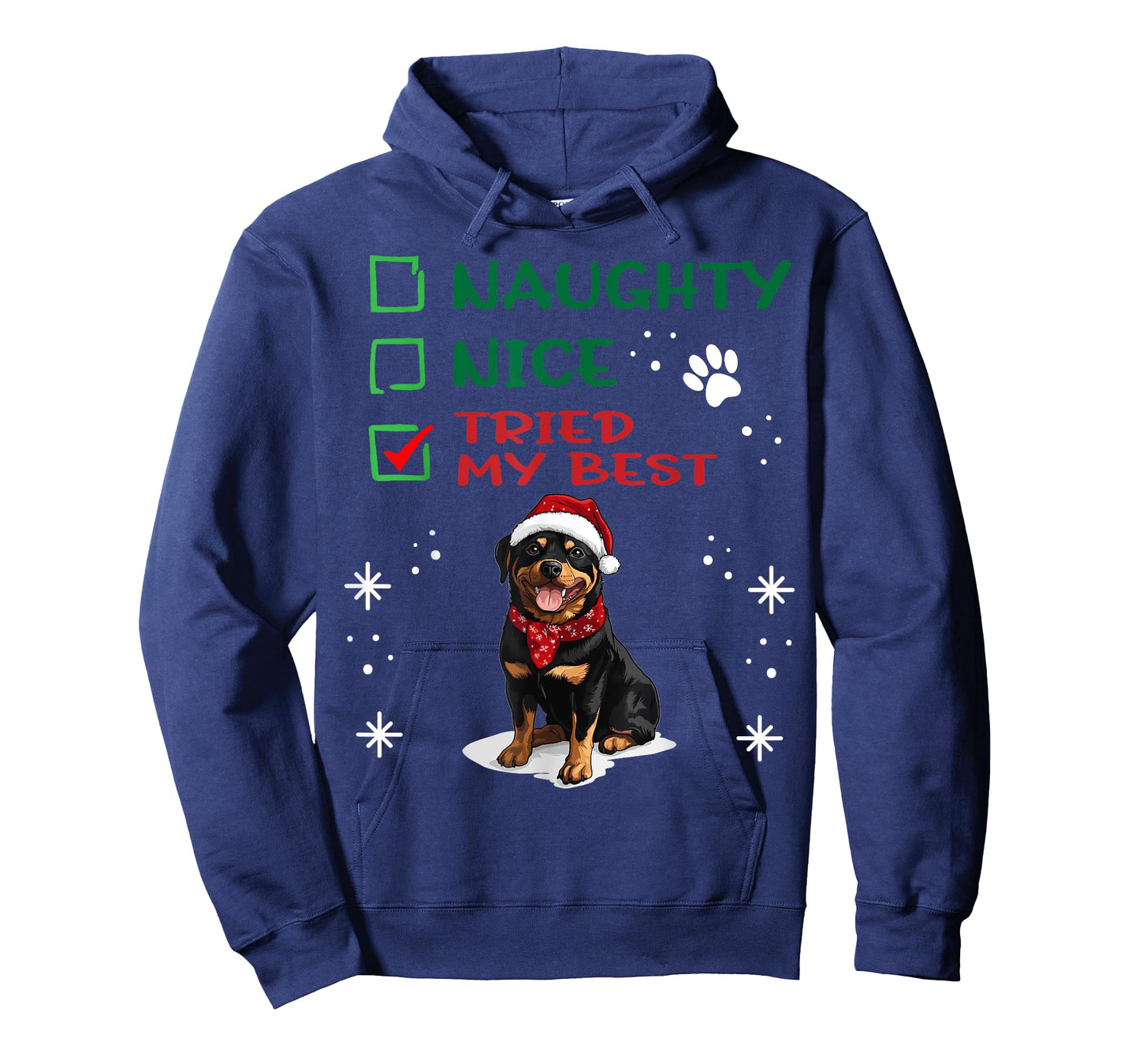 Cute Rottweiler dog Dog Christmas Naughty Nice Tried my Best T-Shirt